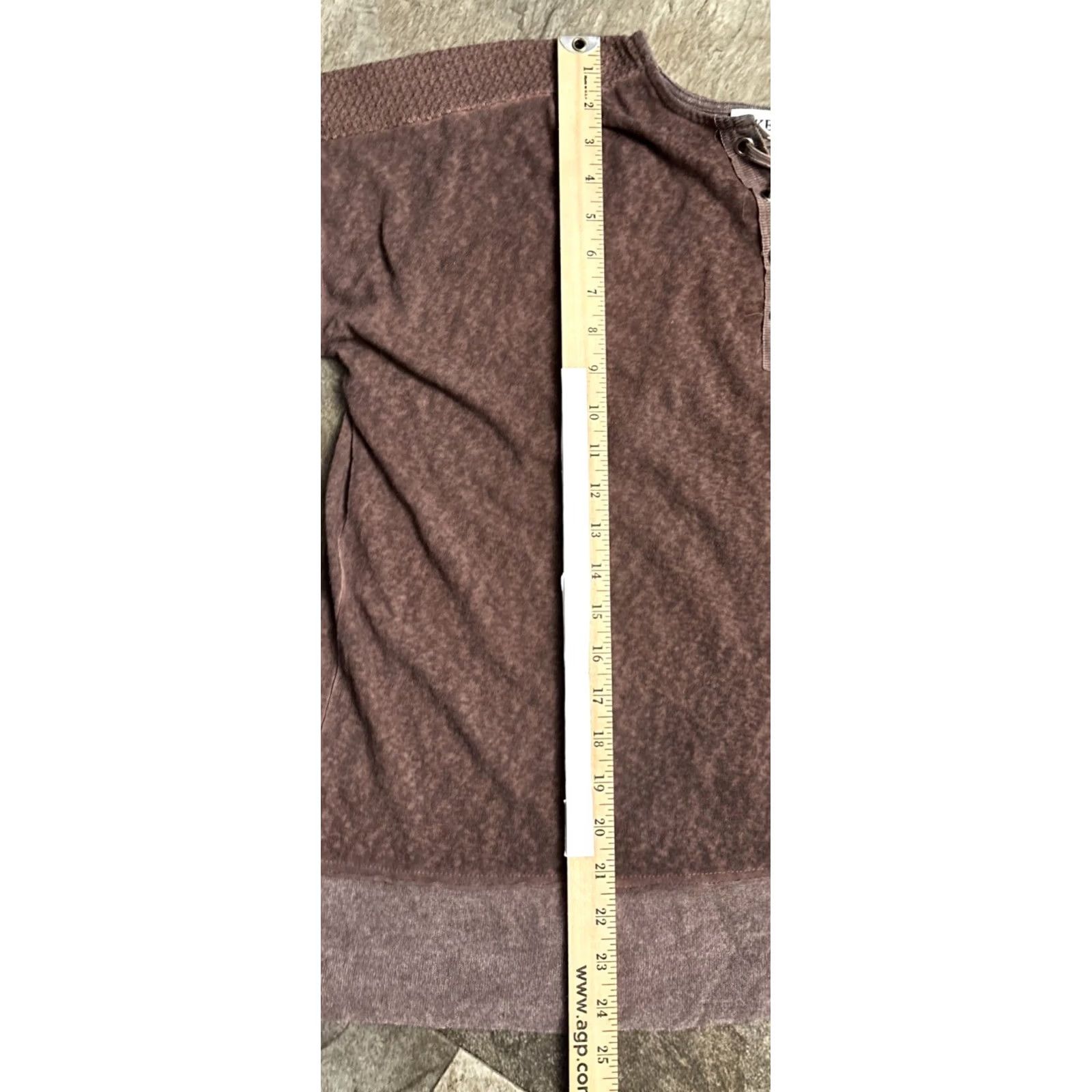 BKE BKE Blouse Shirt Long Sleeve L/S Top Knit V-Neck Lace-Up Textured Accents Brown 2XL Women Size XXL / US 16-18 / IT 52-54 - 3 Thumbnail