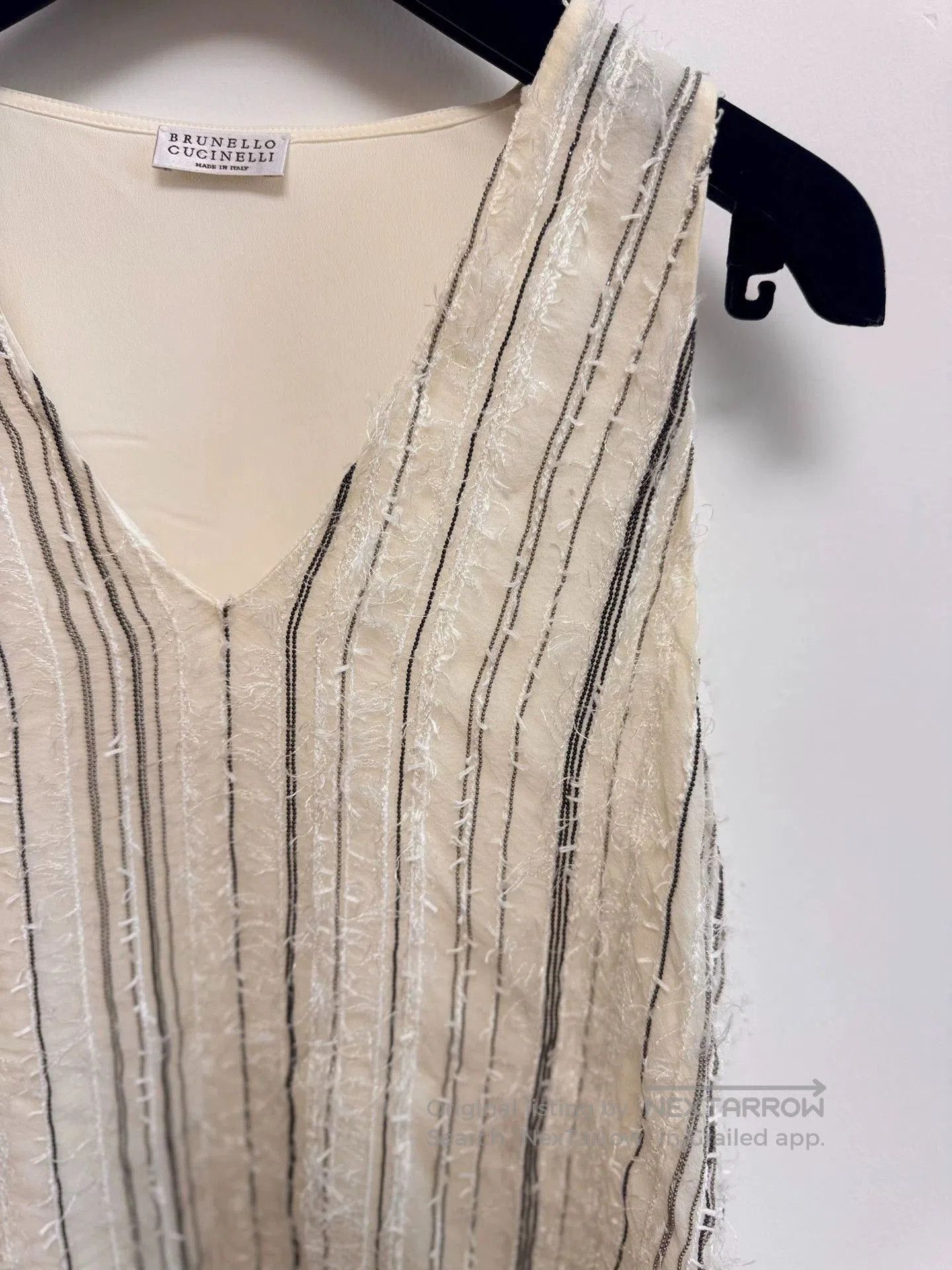 Brunello Cucinelli brunello cucinelli white silk beaded tank top. Size US XS / EU 42 / 0 - 5 Thumbnail