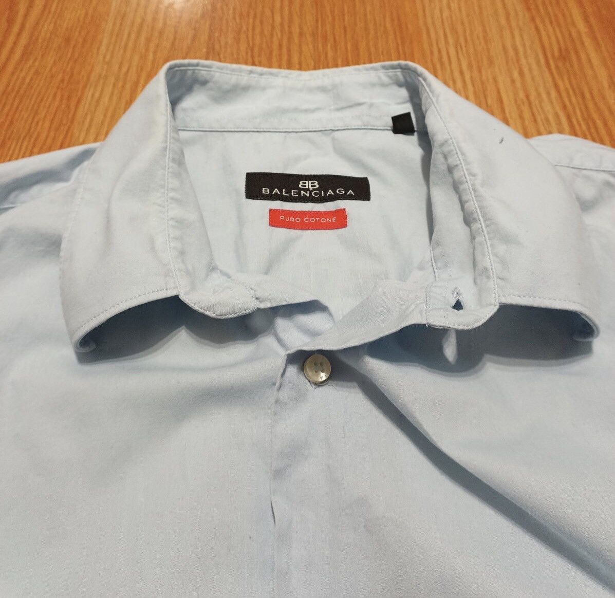 Balenciaga × Designer Balenciaga Mens Dress Shirt Blue size 44 / 17.5 Size 44R - 2 Thumbnail