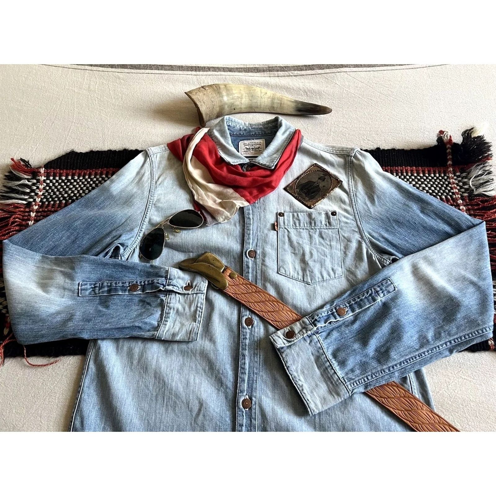 Levi's Levi's LVC Robert Geller Shirt M Orange Tab BIG E Retro Riveted Made USA 70s Size US M / EU 48-50 / 2 - 4 Thumbnail