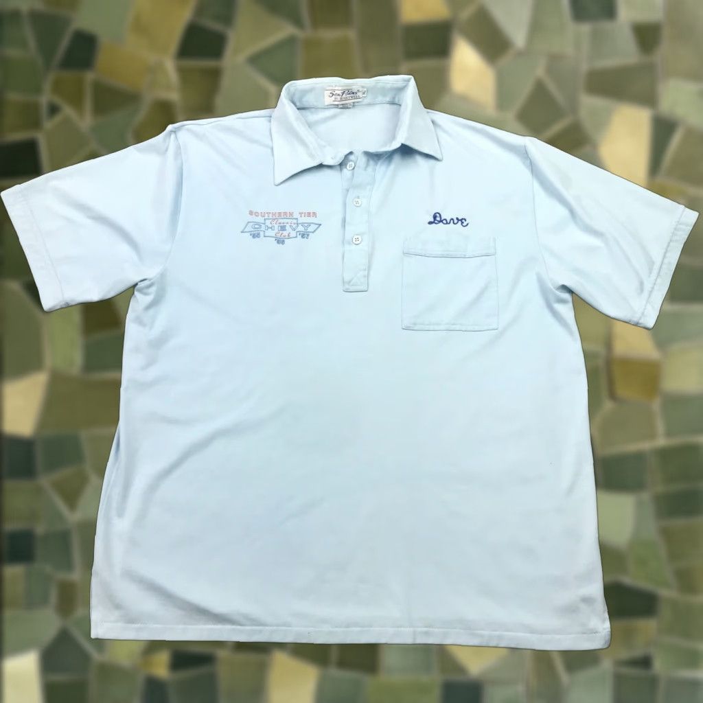 Vintage VTG Chevrolet Shirt Mens XL Blue Polo Chevy Classic Club Sea Palms Single Stitch Size US XL / EU 56 / 4 - 1 Thumbnail