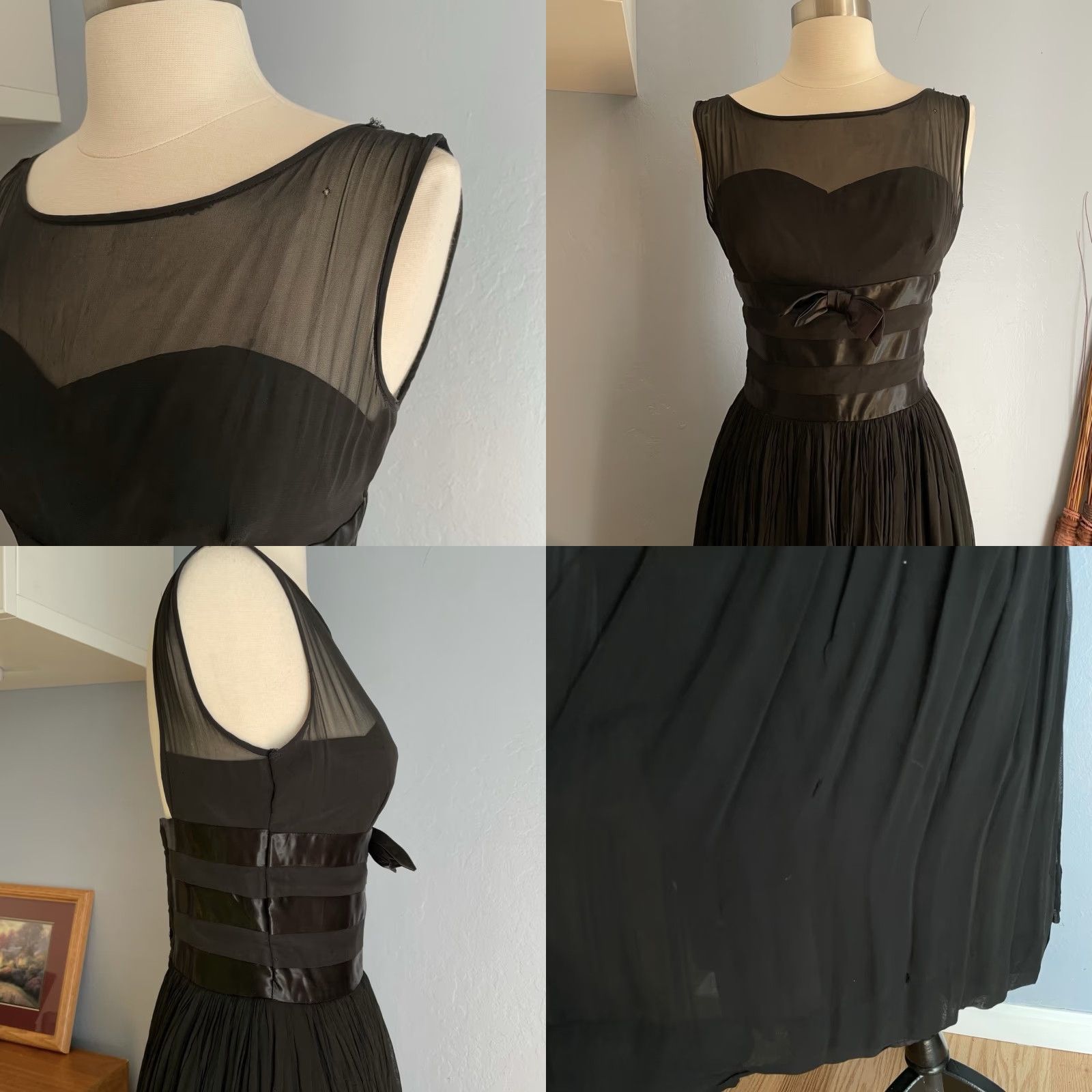 Vintage VINTAGE Maggie Stover Black Chiffon Illusion Cocktail Dress XS/S 50s Party Rockabilly Size XS/S Womens Size XS / US 0-2 / IT 36-38 - 8 Thumbnail