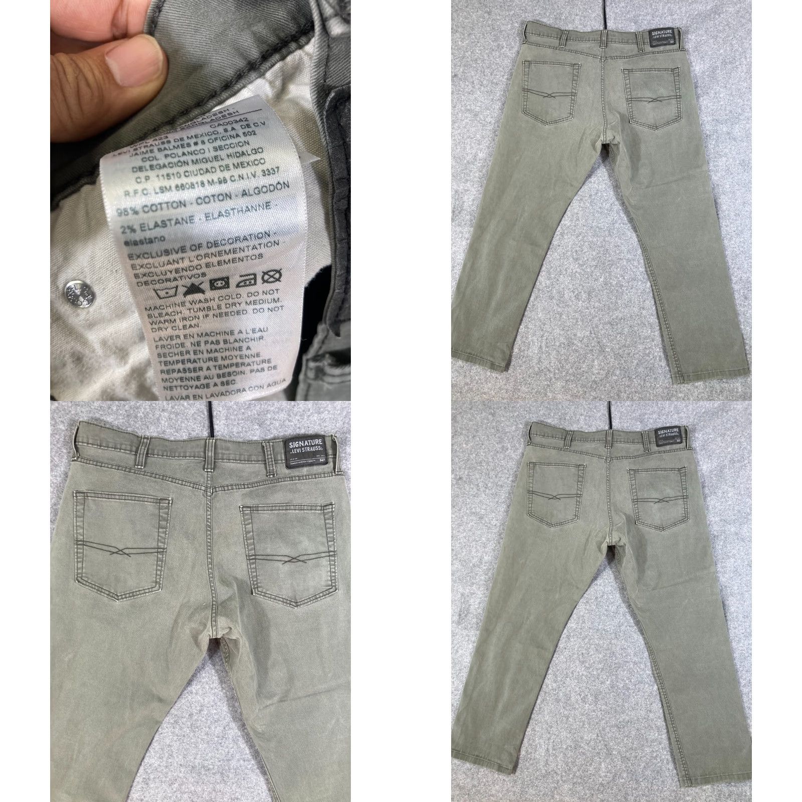 Levi's Levi's Signature S47 Tapered Jeans Mens 38X32 Green Denim Waistband Stretch Logo Medium Wash 5-Pocket Design Regular Fit Distinctive 90s Outdoor Mens Size US 38 / EU 54 - 8 Thumbnail