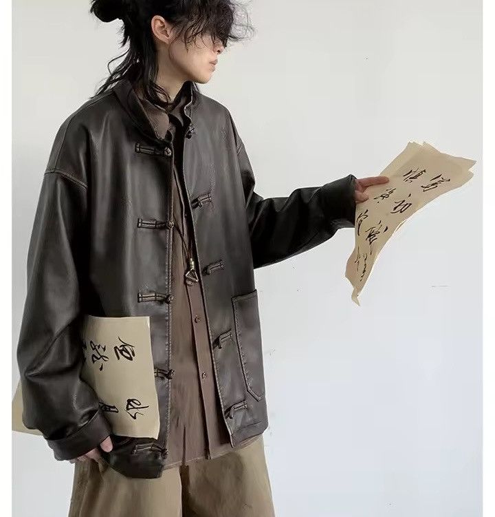 Other Washed Distressed PU Leather Y2k Japanese Jacket Size US L / EU 52-54 / 3 - 3 Thumbnail