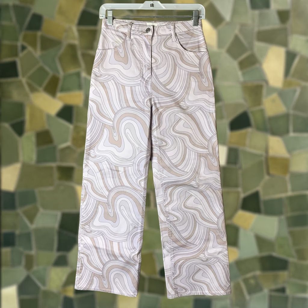 Vintage Wilfred Free Vera Pink Wide Leg Printed Swirls Denim Jeans Womens 2 Regular Size 26" / US 2 / IT 38 - 1 Thumbnail