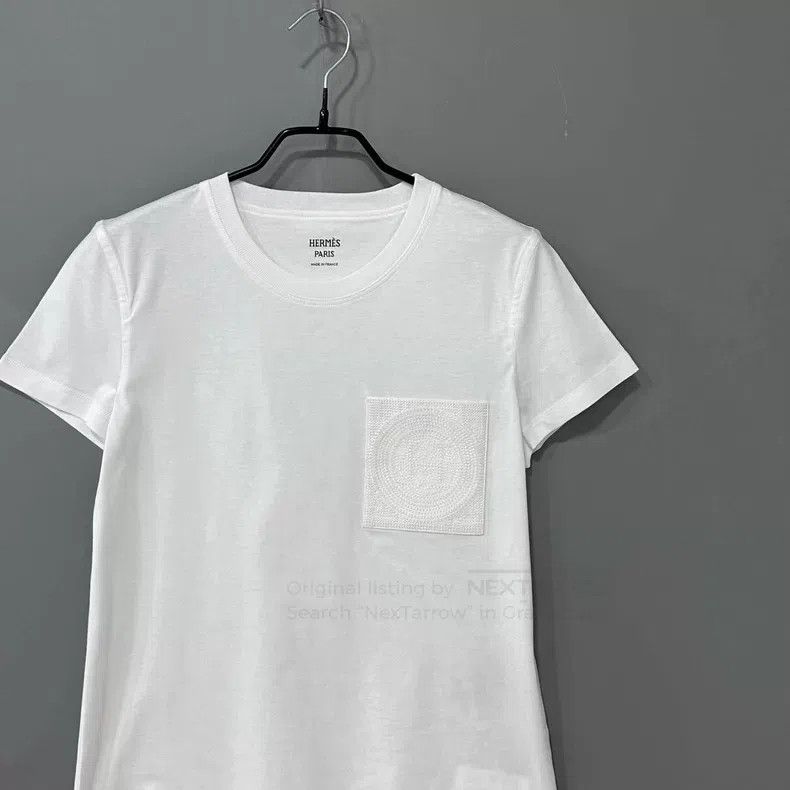 Hermes Hermes Pure White Pocket Logo Short Sleeve Size XXS / US 00 / IT 34 - 2 Thumbnail
