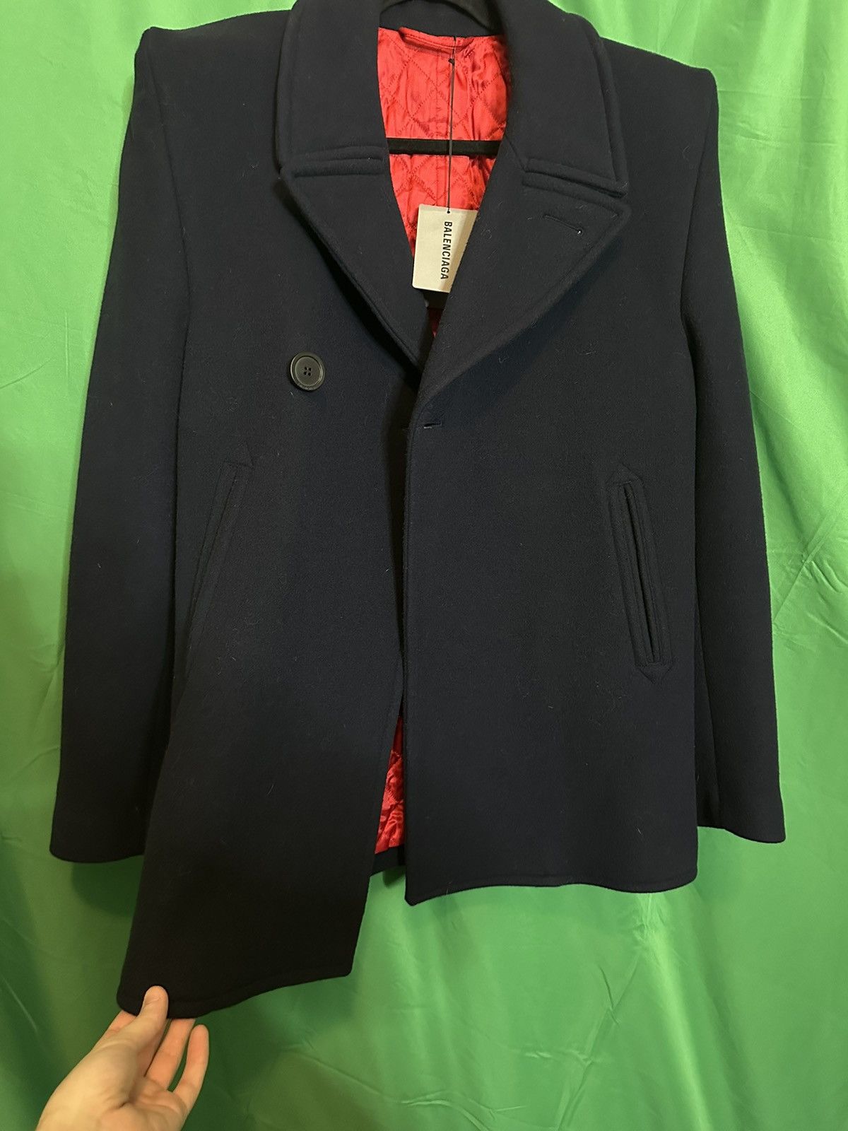 Balenciaga Padded shoulder cashmere + wool fleece 2019 peacoat NWT Size US S / EU 44-46 / 1 - 7 Thumbnail