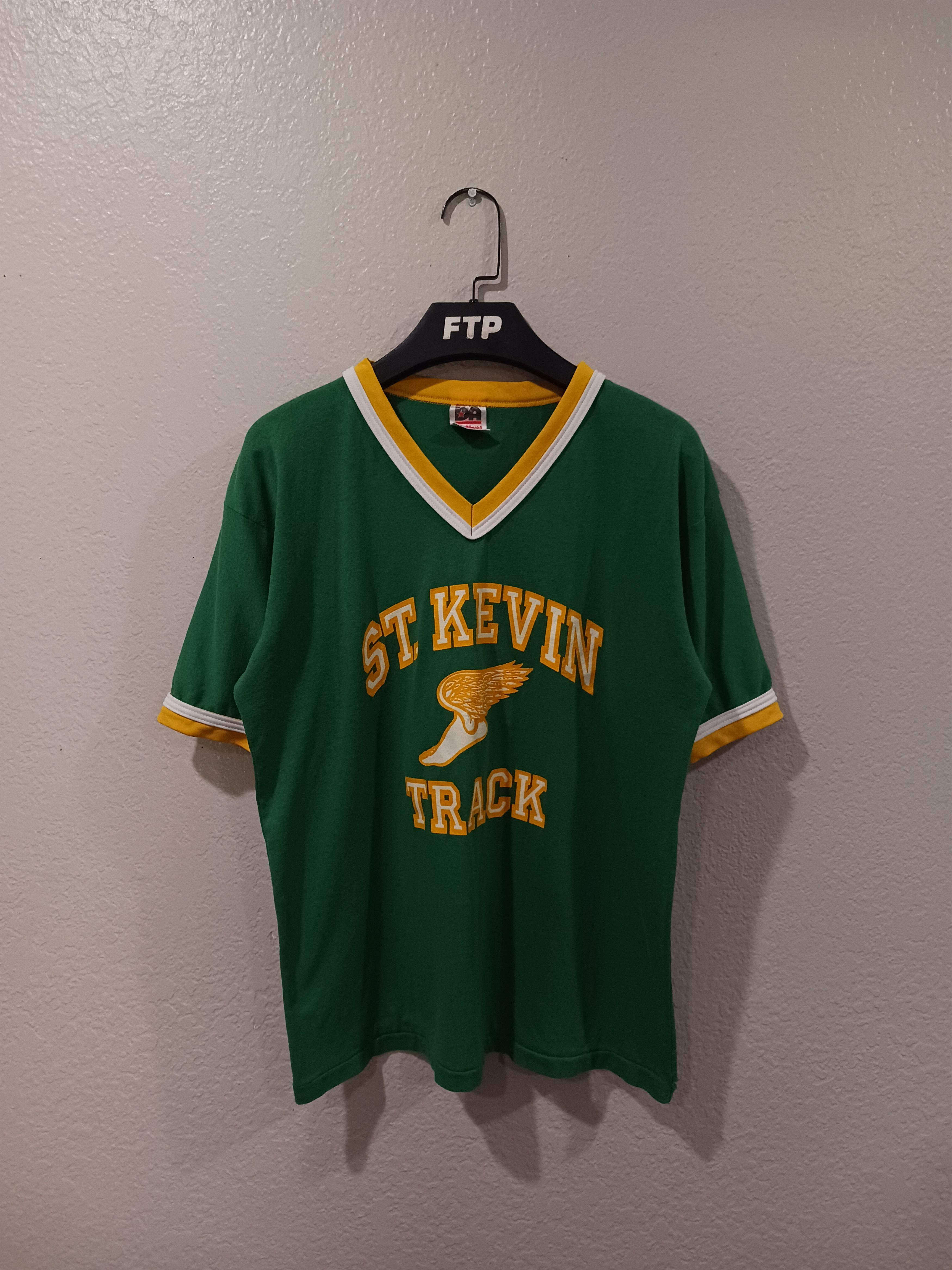 Vintage Don Alleson Athletic St. Kevin Track Vintage 90s V-Neck Tee Size US L / EU 52-54 / 3 - 1 Thumbnail