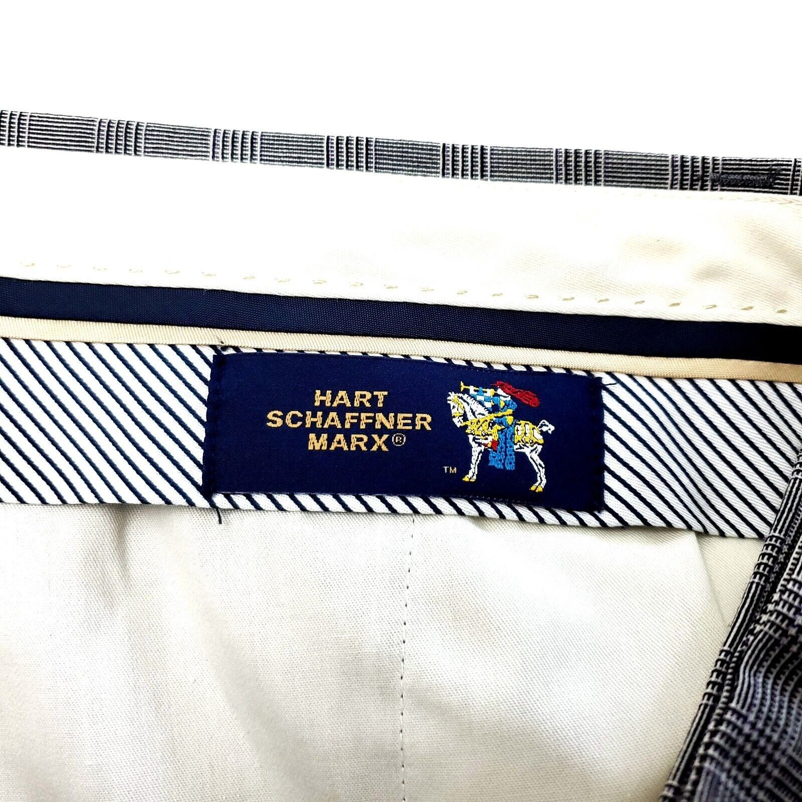Hart Schaffner Marx Hart Schaffner Marx Wool Dress Pants 36/28 Gray Plaid Mid Ri Size 36R - 4 Thumbnail