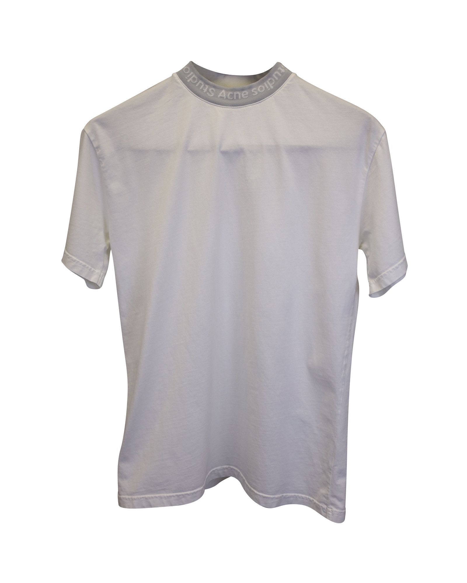 Acne Studios Acne Studios Logo Neck Tshirt in White Cotton Size XXS / US 00 / IT 34 - 1 Thumbnail
