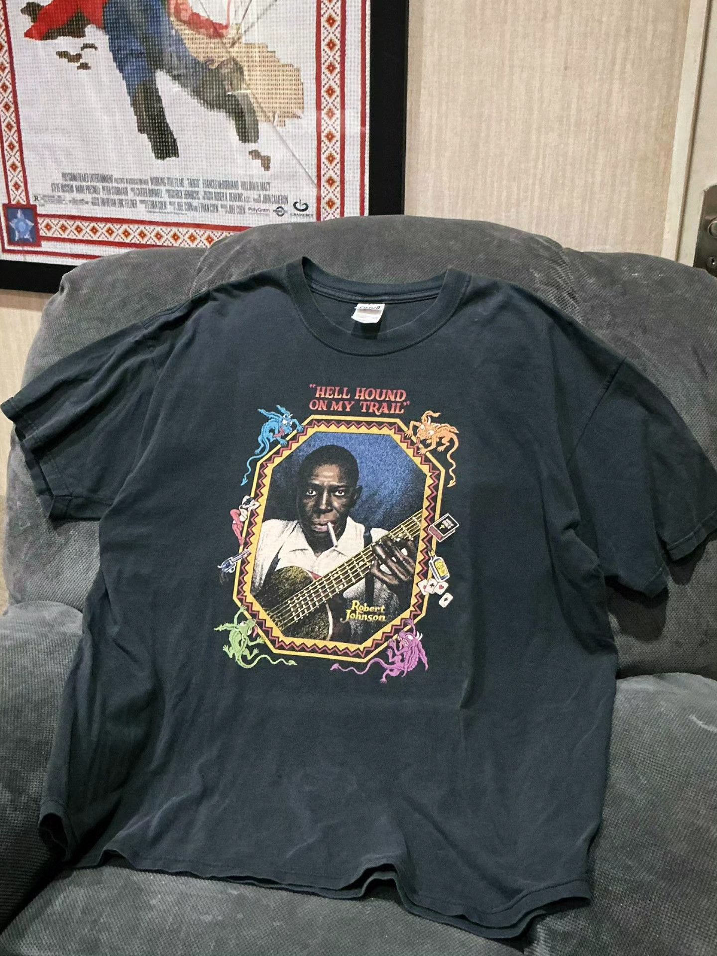 Anvil Original vintage ROBERT JOHNSON t shirt Size US XXL / EU 58 / 5 - 2 Thumbnail