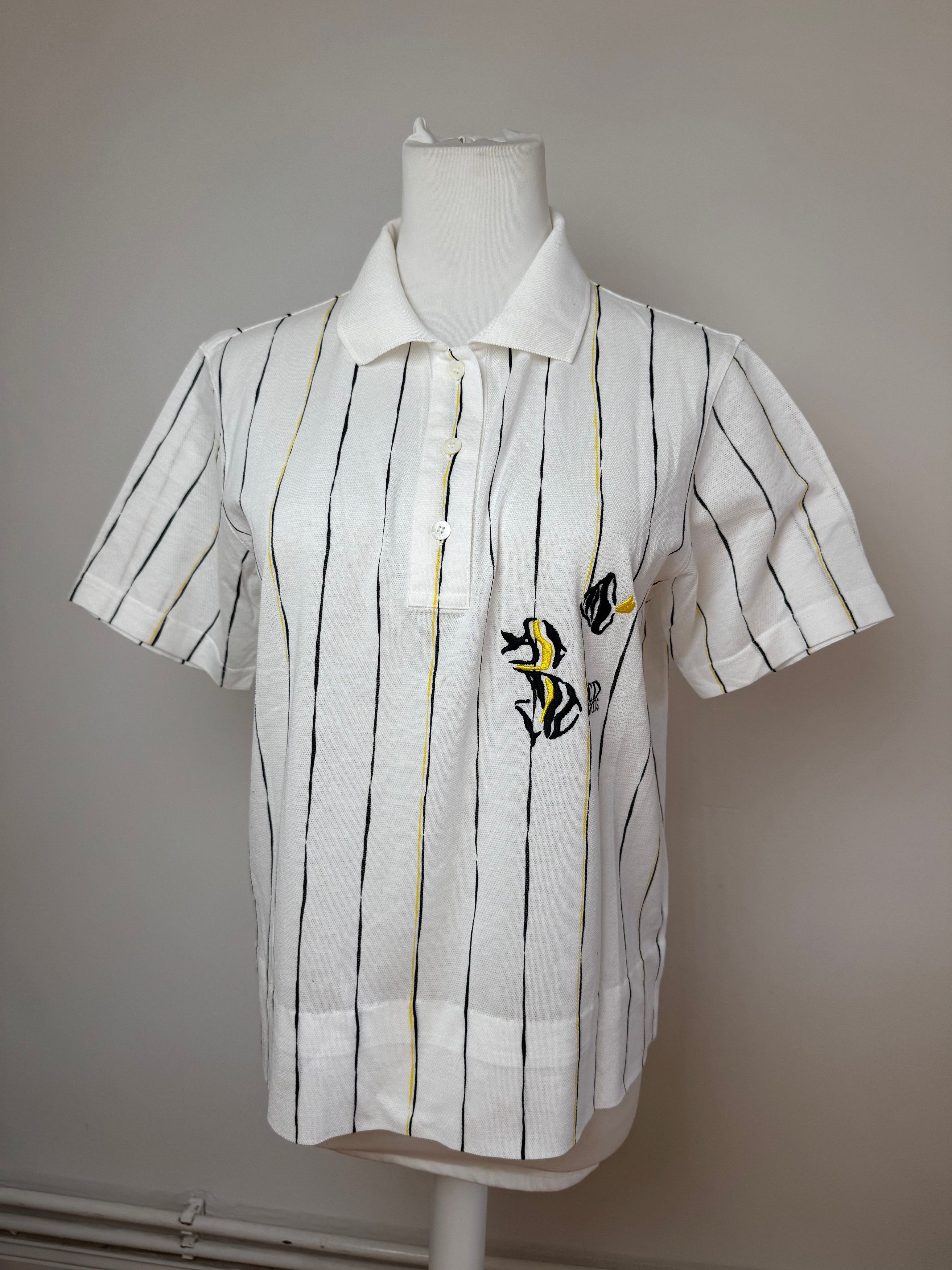 Dior Vintage Striped Polo Shirt Black white Yellow 36/S Size L / US 10 / IT 46 - 1 Thumbnail