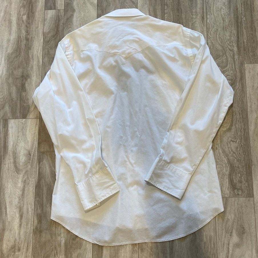 Wrangler VTG Wrangler Made in USA White Pearl Snap Shirt 16.5 x 35 Size US M / EU 48-50 / 2 - 3 Thumbnail