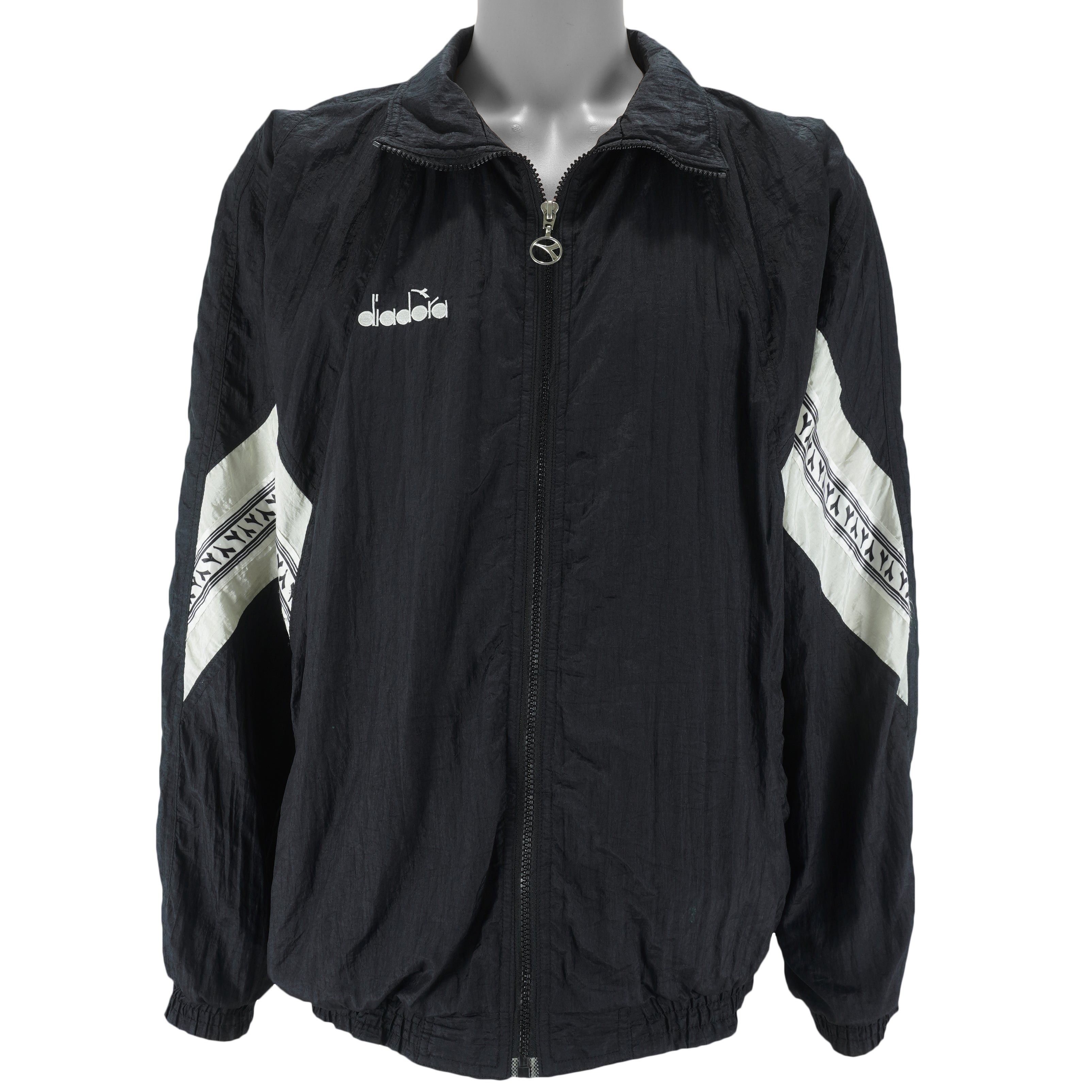 Diadora Black & White Taped-Logo Jacket 1990s Size US XL / EU 56 / 4 - 2 Thumbnail