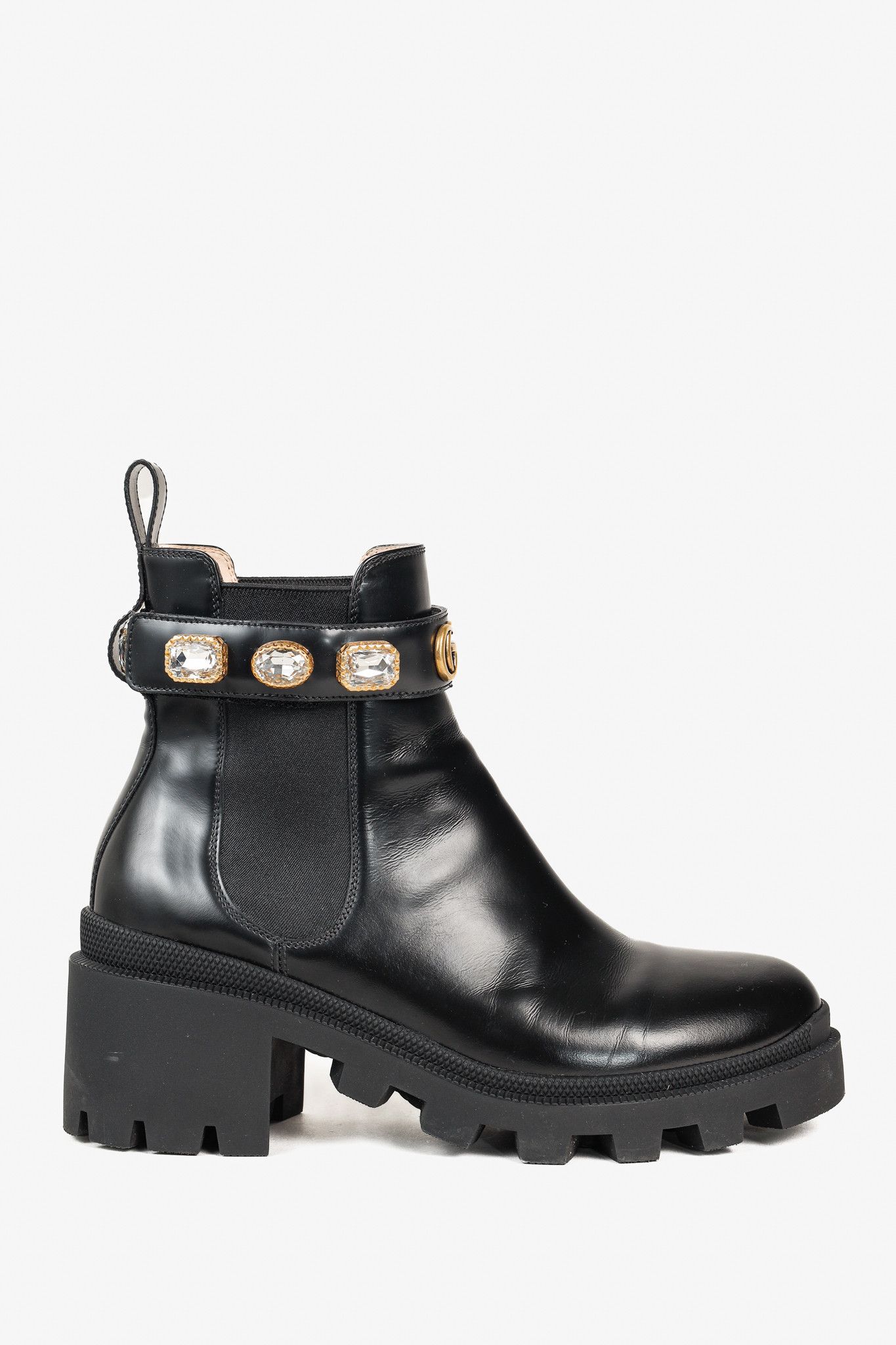 Gucci Gucci Trip Crystal-Embellished Block Heel Chelsea Boots Size US 8 / IT 38 - 1 Thumbnail