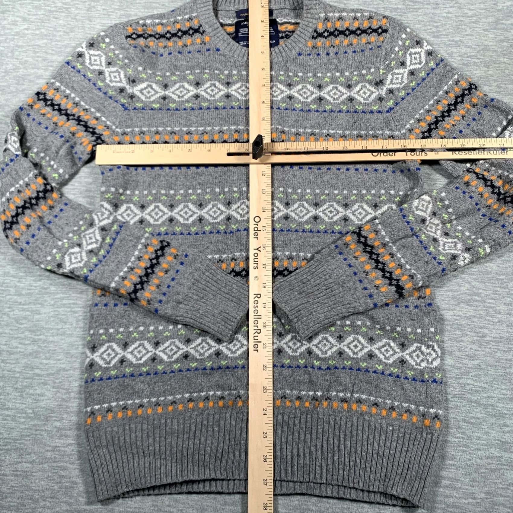 American Eagle Outfitters VINTAGE American Eagle Outfitters Sweater Shirt Womens Small Gray Fair Isle Crewneck Knit Pullover Winter Size S / US 4 / IT 40 - 5 Thumbnail