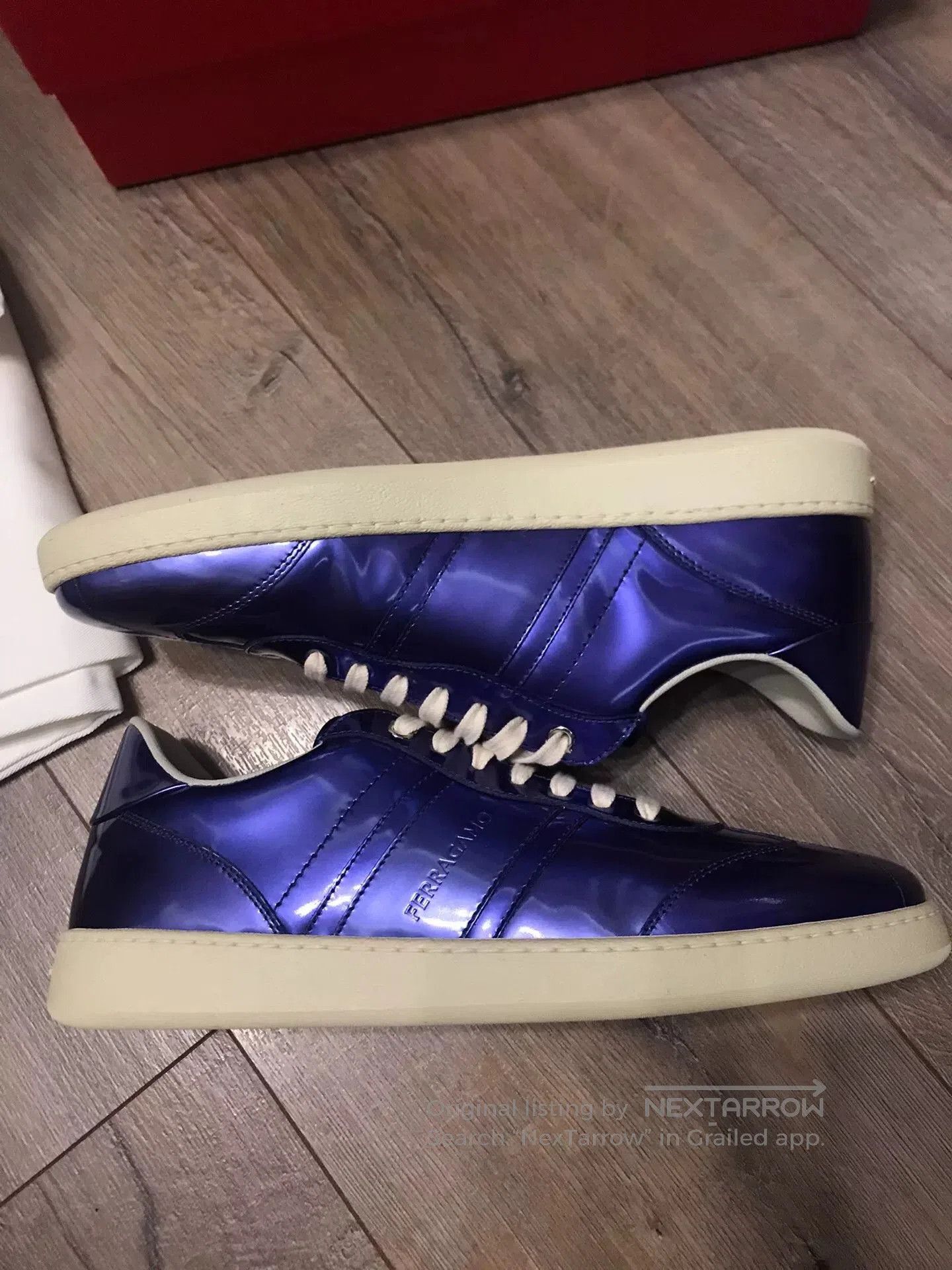 Salvatore Ferragamo Ferragamo Electric Blue-Purple Leather Casual Shoes. Size US 9 / EU 42 - 7 Thumbnail