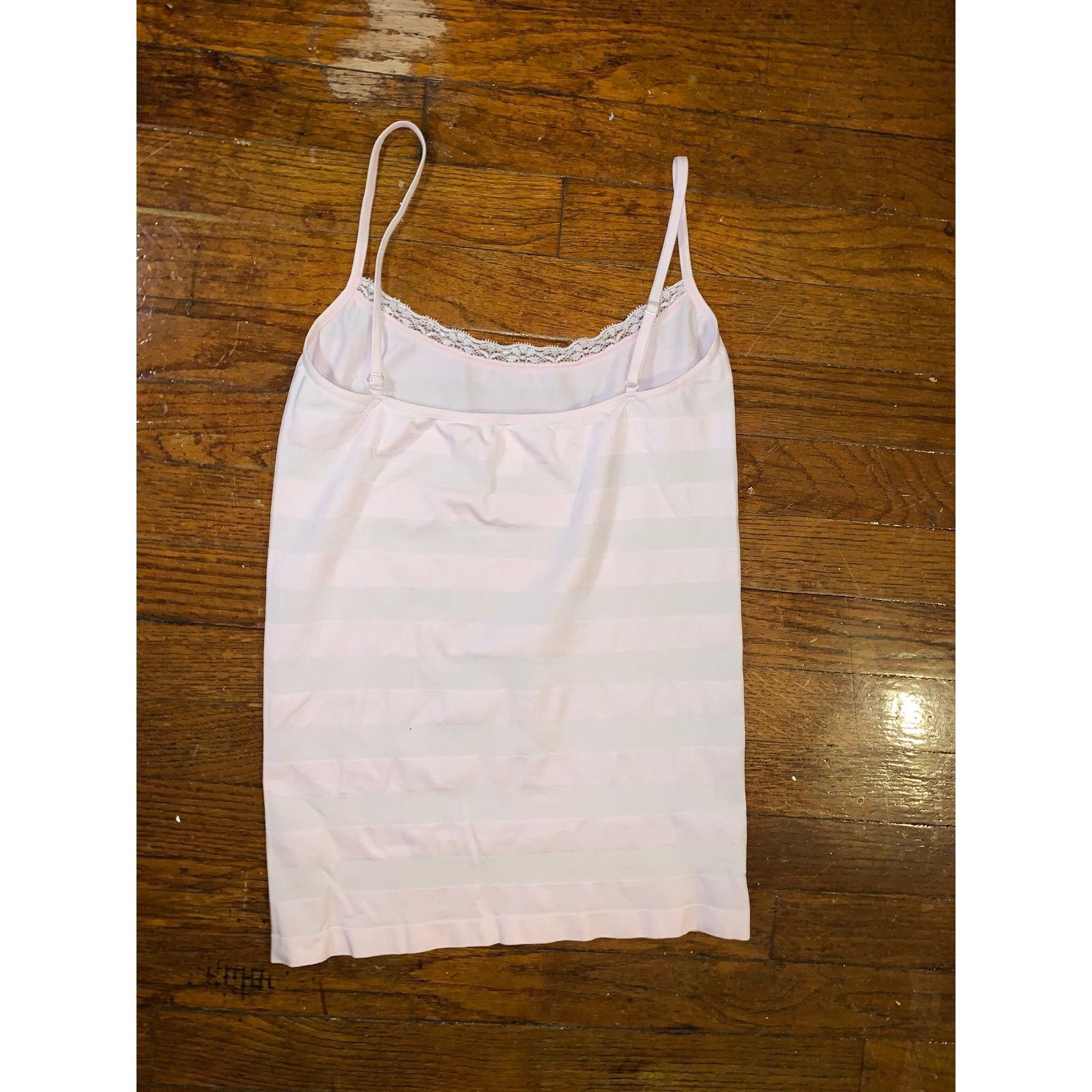 Other Nouvelle Seamless Camisole XL Pink Stripe Lace Trim Tank Top Size XL / US 12-14 / IT 48-50 - 4 Thumbnail