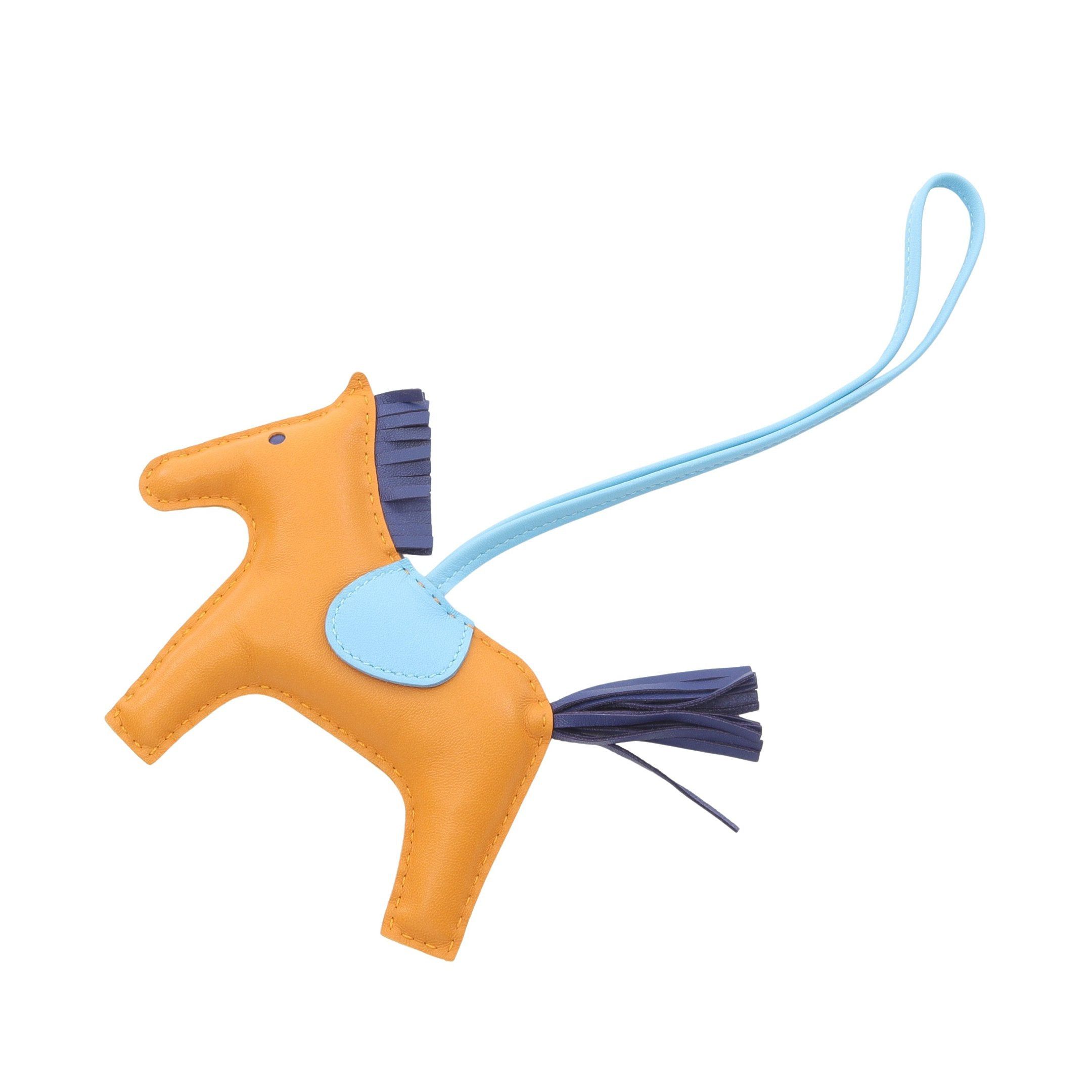 Hermes Hermes Rodeo Mm Jaune Doll Celeste Broodmalt Bag Charm Aagneau Yellow Brown Light Blue Navy C Engraved Size ONE SIZE - 1 Thumbnail