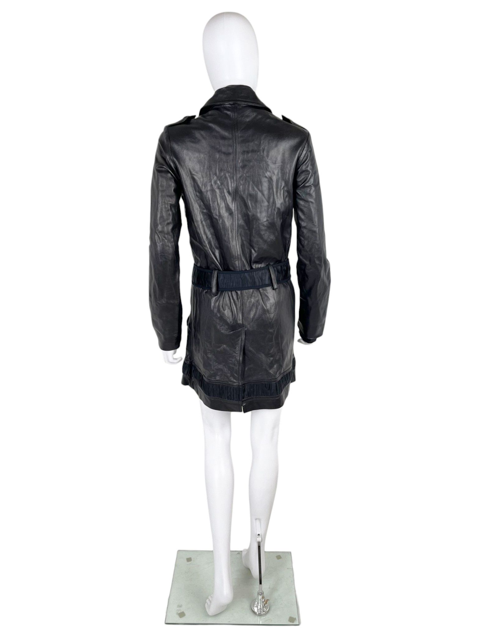 John Galliano 2004 Sample Black Lambskin Leather Coat Size S / US 4 / IT 40 - 5 Thumbnail