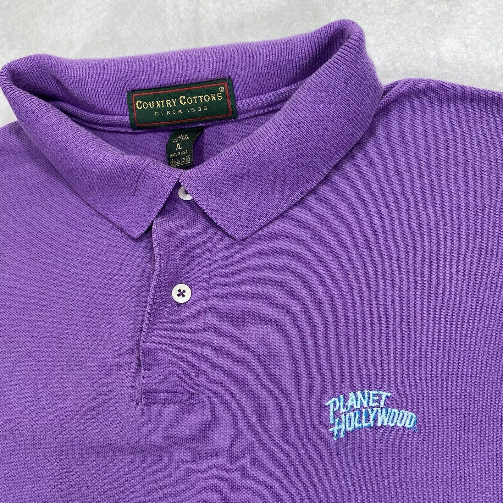 Cotton Club Vintage Planet Hollywood XL Purple Polo Restaurant Shirt USA Size US XL / EU 56 / 4 - 2 Thumbnail