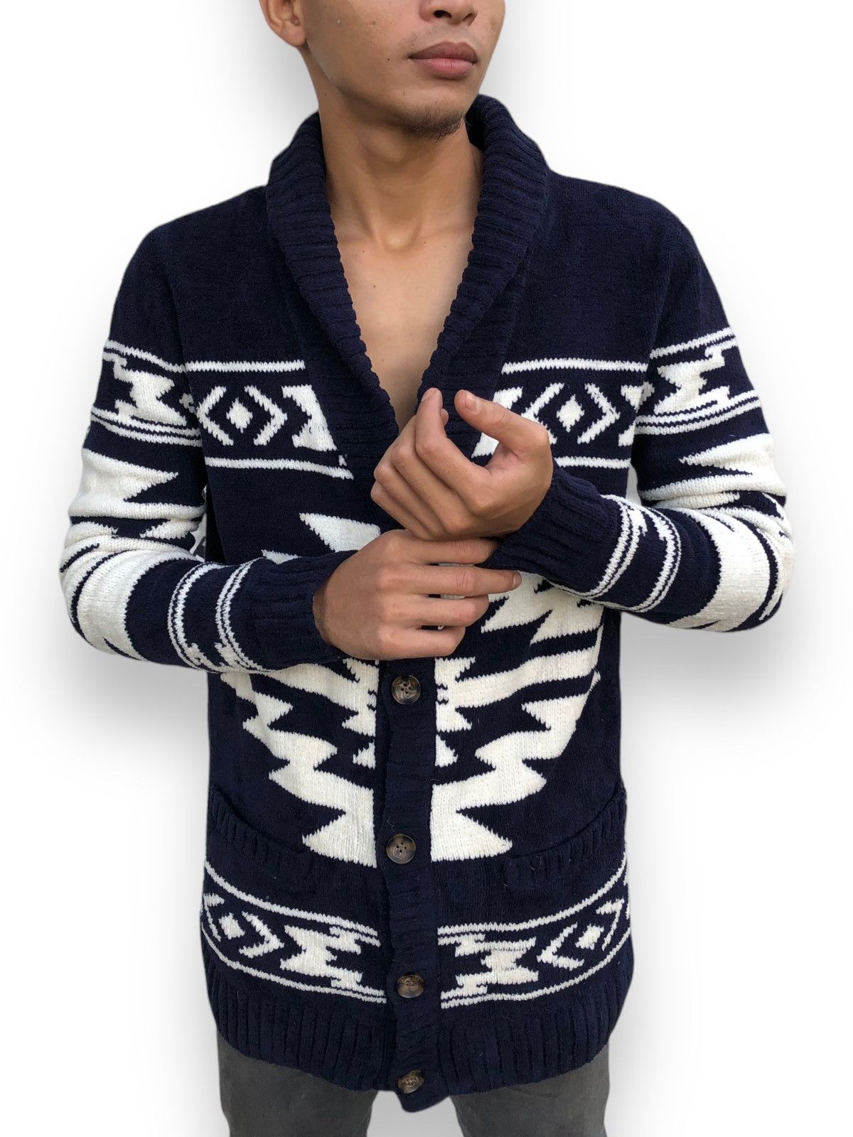 Aran Isles Knitwear 🔥Vintage Sucka Clothing Native/Navajo Knitwear Button Jacket Size US L / EU 52-54 / 3 - 1 Thumbnail