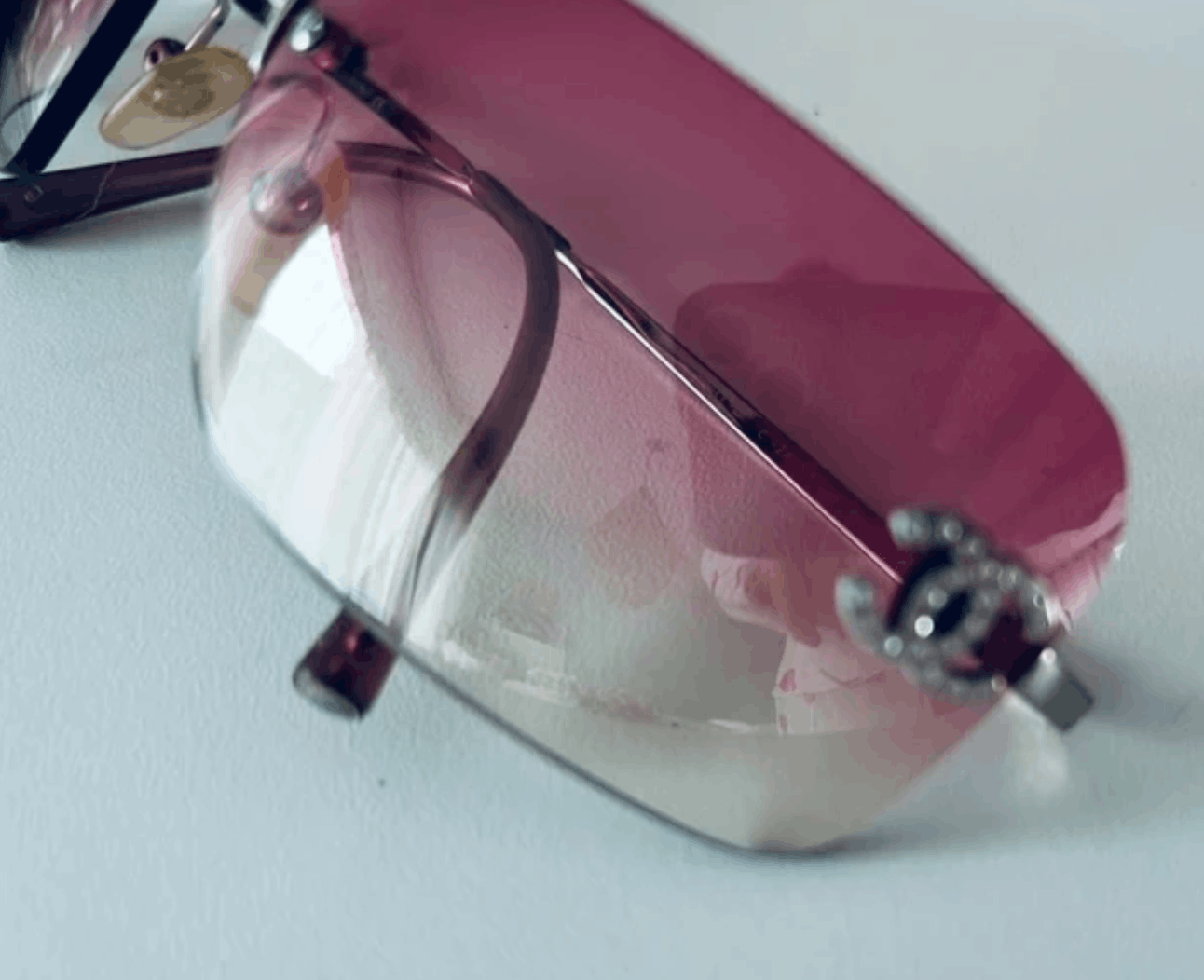 Chanel CHANEL Sunglasses 4017-D Mask Rimless Rhinestone Vintage Size ONE SIZE - 2 Thumbnail
