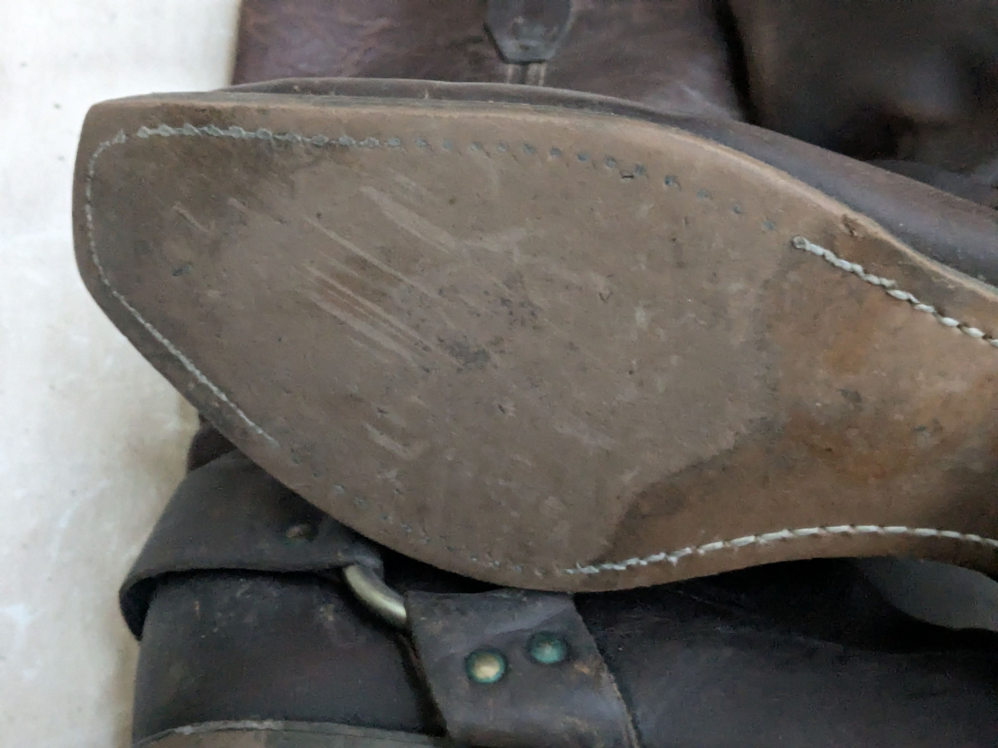 Genuine Leather Harness Boots Brown Leather 10 M Leather Buckle Size US 10 / EU 43 - 11 Thumbnail