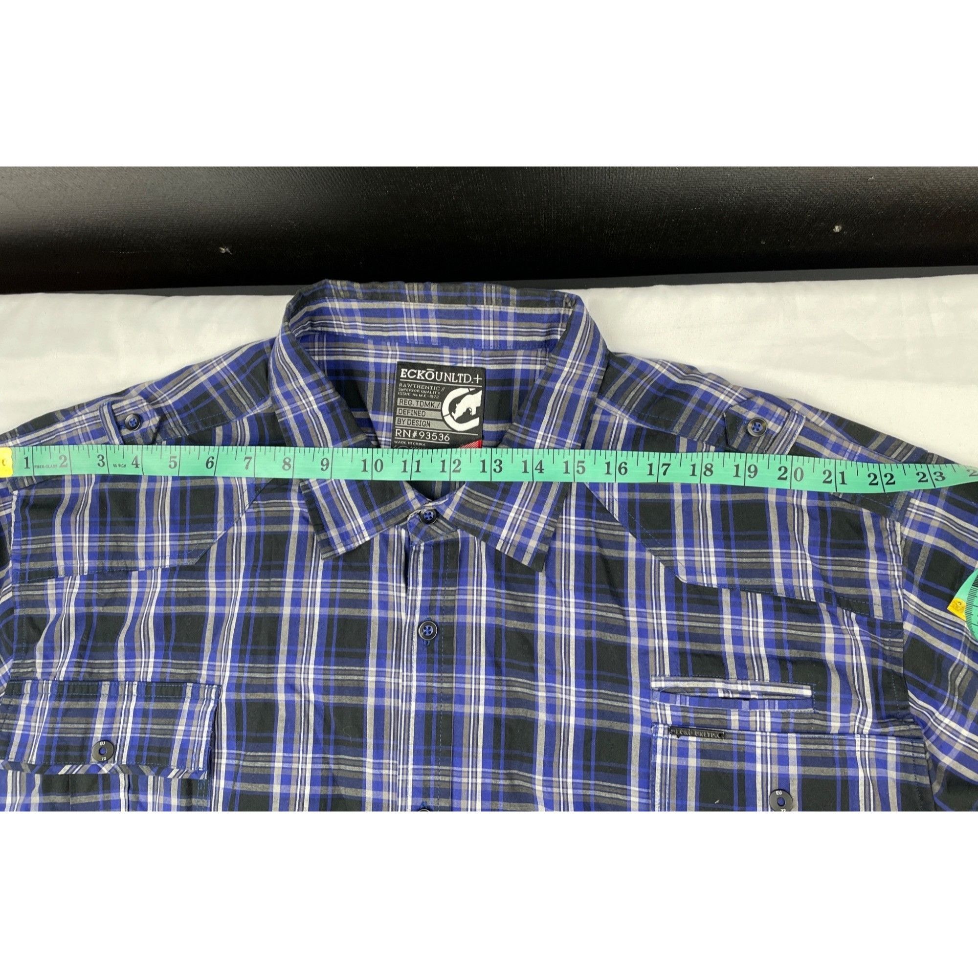 Other Ecko Ltd Men's Blue Checkered Short Sleeve Button up Size 3x Size US XXL / EU 58 / 5 - 7 Thumbnail