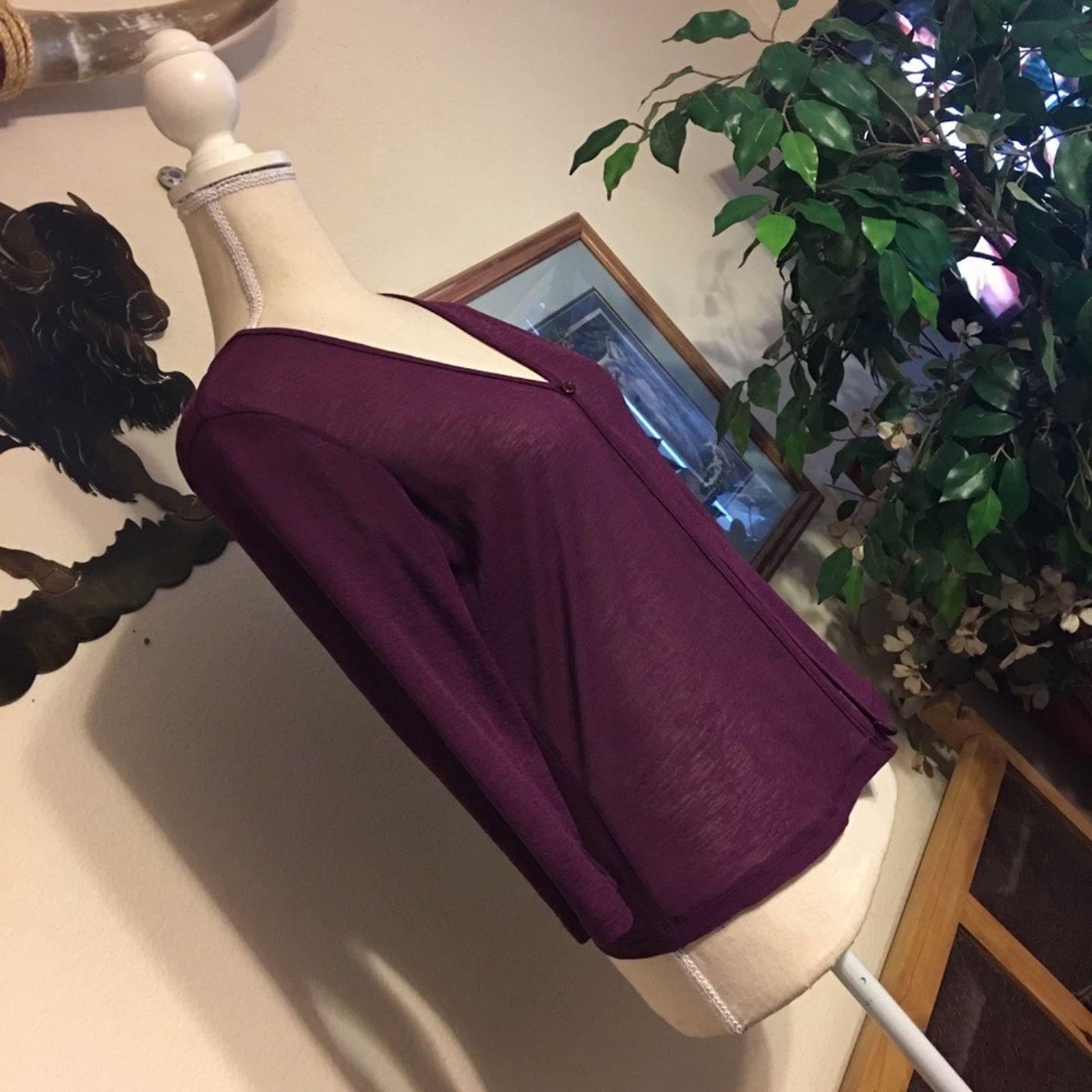 Other Charlotte Russe boysenberry Sheer Button Top L Size L / US 10 / IT 46 - 2 Thumbnail