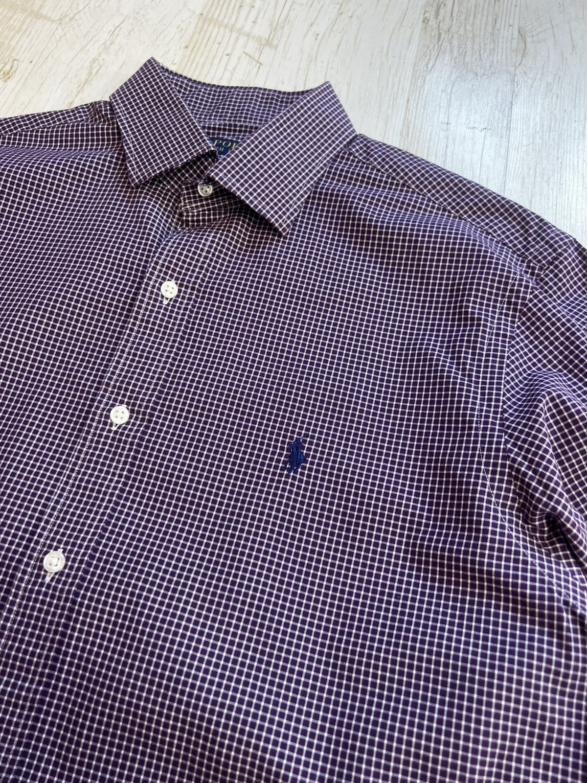 Polo Ralph Lauren Polo Ralph Lauren Purple Check Poplin Shirt 17 43 XL Cotton Size US XL / EU 56 / 4 - 1 Thumbnail