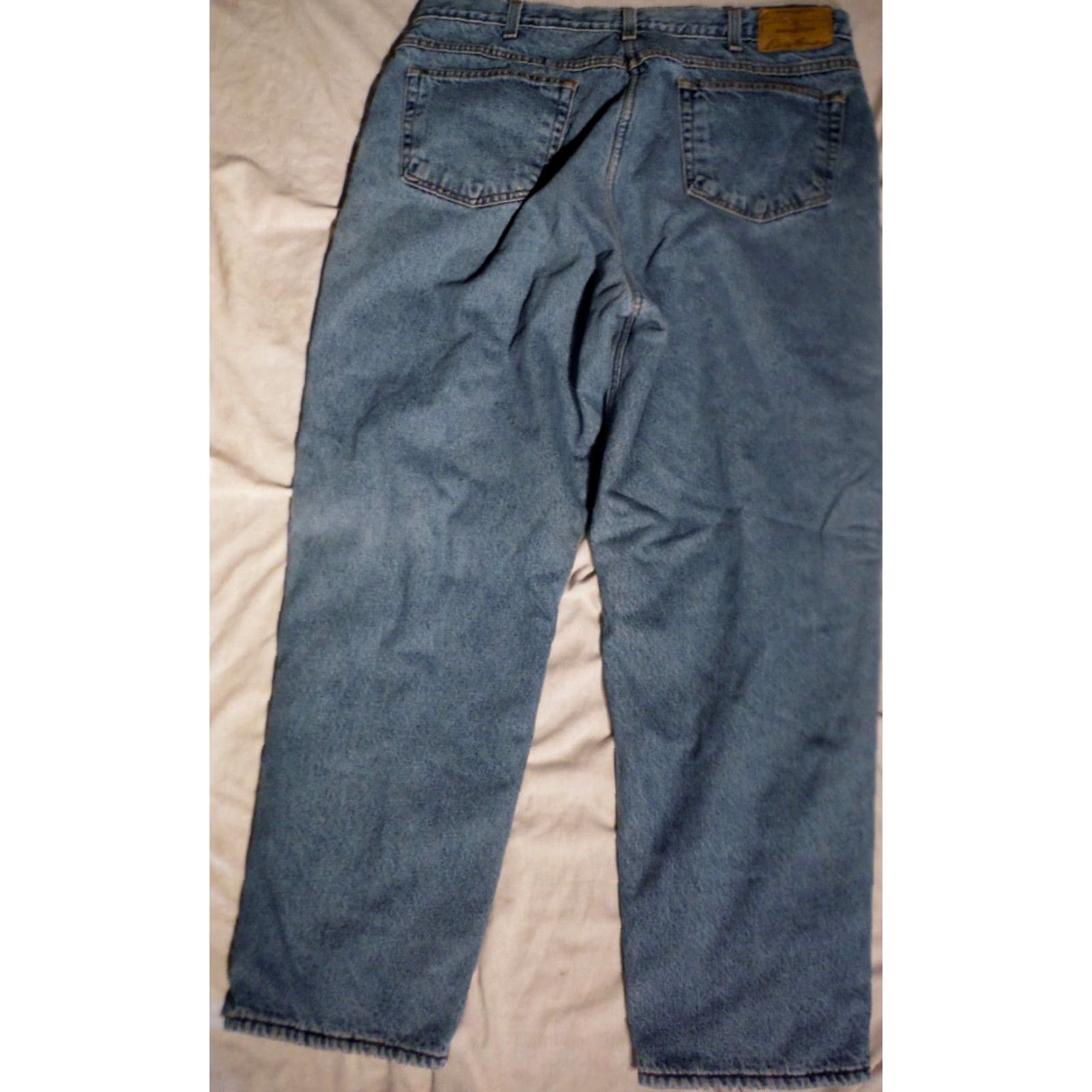 Eddie Bauer VINTAGE Eddie Bauer Blue Denim Jeans 38x28 USA Made with Fleece Lining, Classic Straight Leg, Warm, Mens Size US 38 / EU 54 - 7 Thumbnail