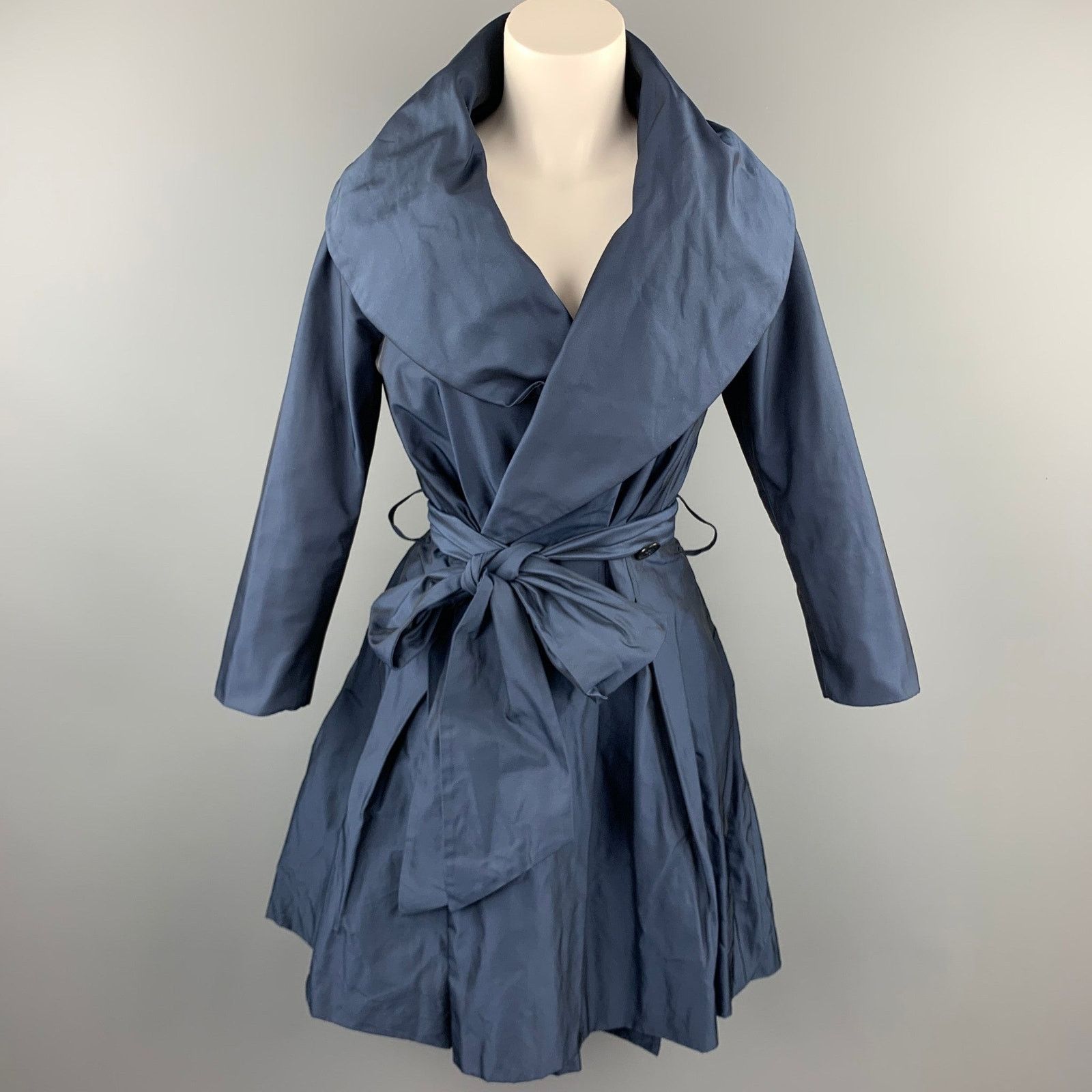 Other PAUW Size 0 Navy Polyester Shawl Collar Belted Coat Size XS / US 0-2 / IT 36-38 - 1 Thumbnail