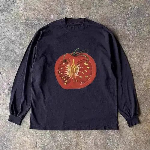 Japanese Brand × Vintage Black casual retro tomato print long sleeve tee Size US L / EU 52-54 / 3 - 1 Thumbnail