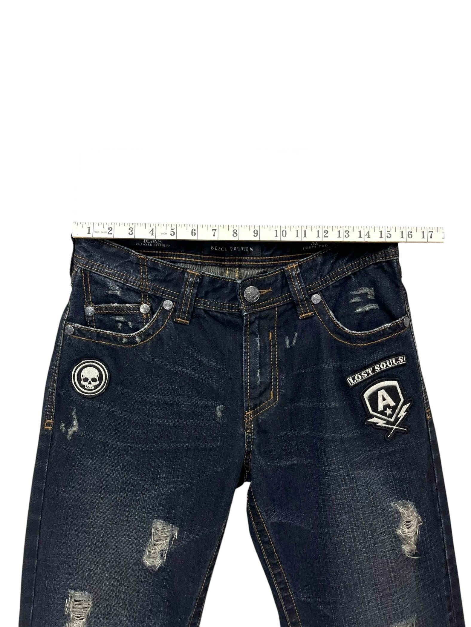 Affliction 💀AFFLICTION BLAKE RELAXED STRAIGHT SKULL LOST SOULS Ripped Size US 31 - 18 Thumbnail