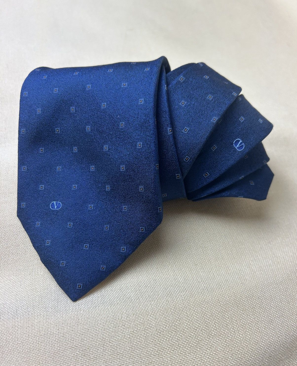 Valentino Valentino blue geometric Silk Mens Tie Size ONE SIZE - 2 Thumbnail