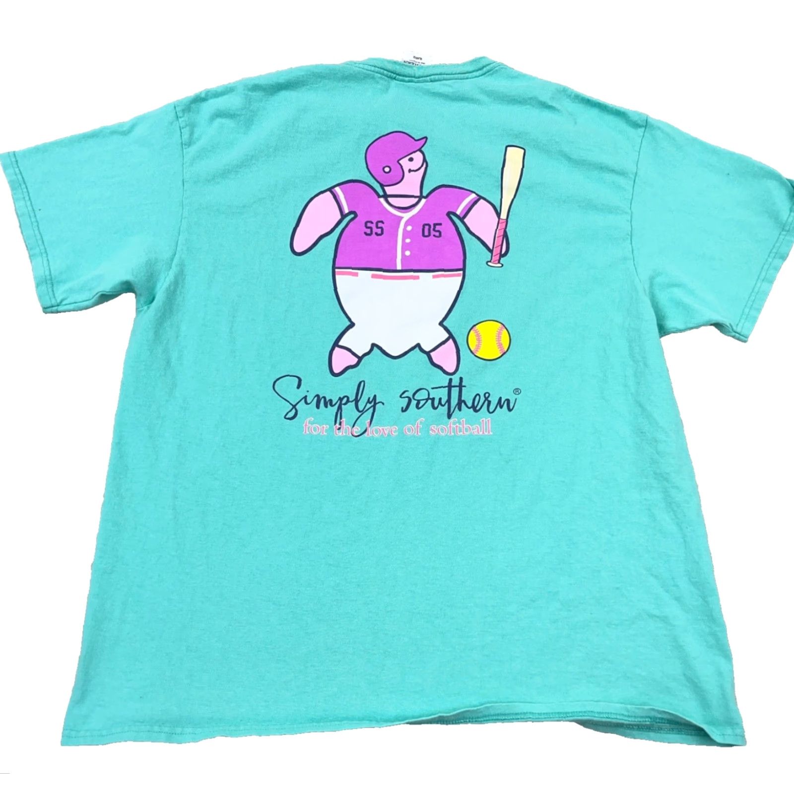 Altea Simply Southern Shirt Women XL Teal Blue Turtle Logo Beach, Classic, Colorful, Modern T-Shirt Ladies Top Womens Size XL / US 12-14 / IT 48-50 - 2 Thumbnail