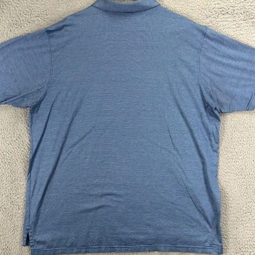 Peter Millar Peter Millar Polo Shirt Mens XXL Blue Striped Short Sleeve Golf Rugby Embroidered Logo Button-Down Collared Casual Activewear 100% Cotton EUC Size US XXL / EU 58 / 5 - 2 Thumbnail