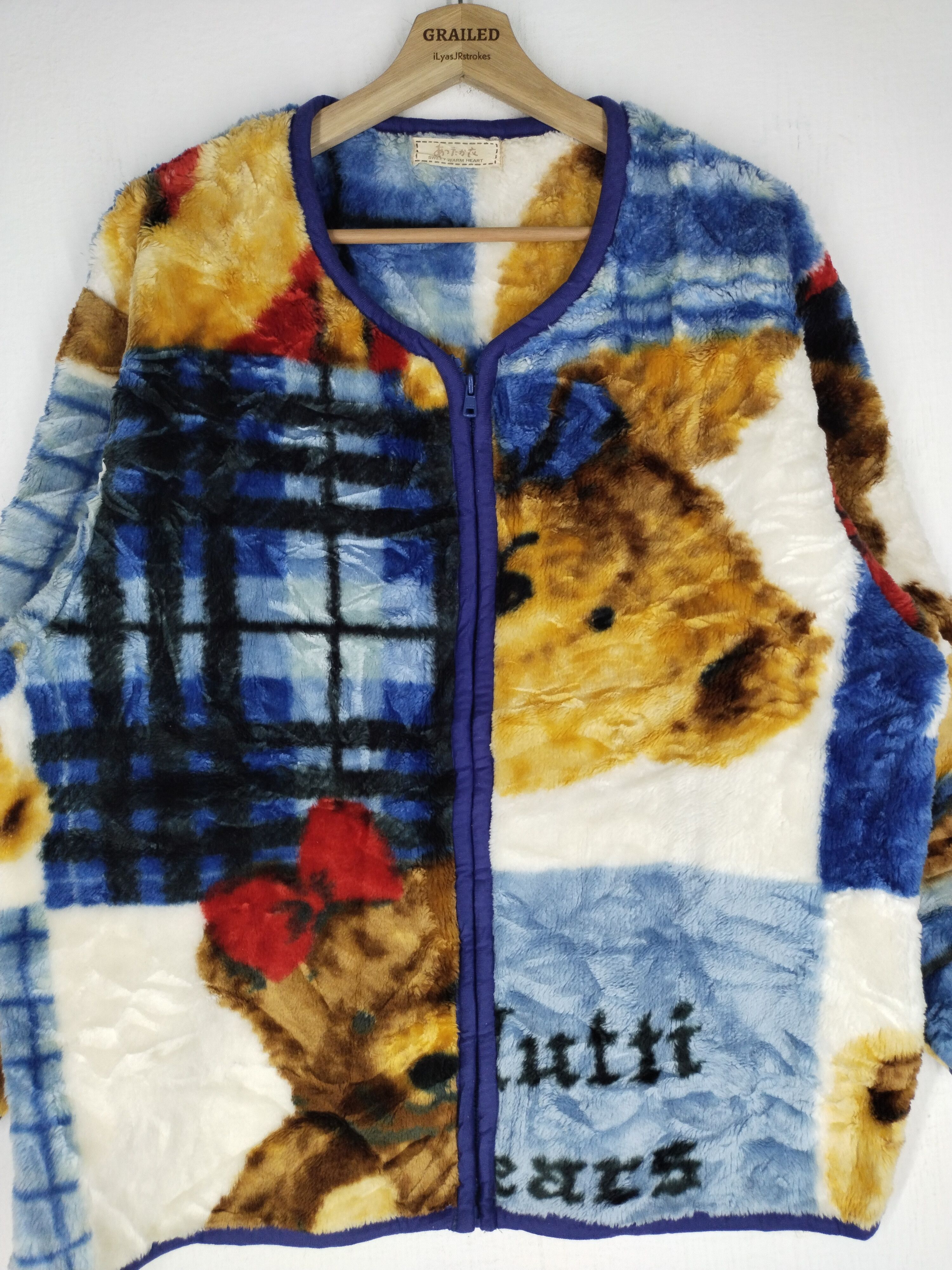If Six Was Nine × Japanese Brand × Vintage Vintage Over Print Bears Wool Zipper Jacket Size US L / EU 52-54 / 3 - 5 Thumbnail