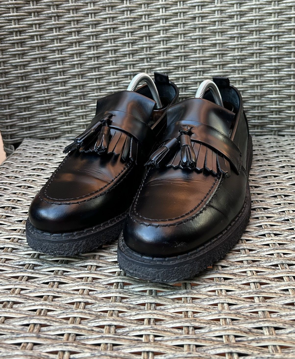 George Cox George Cox X Fred Perry Black Patent Leather Tassel Loafers Size US 9 / EU 42 - 1 Thumbnail