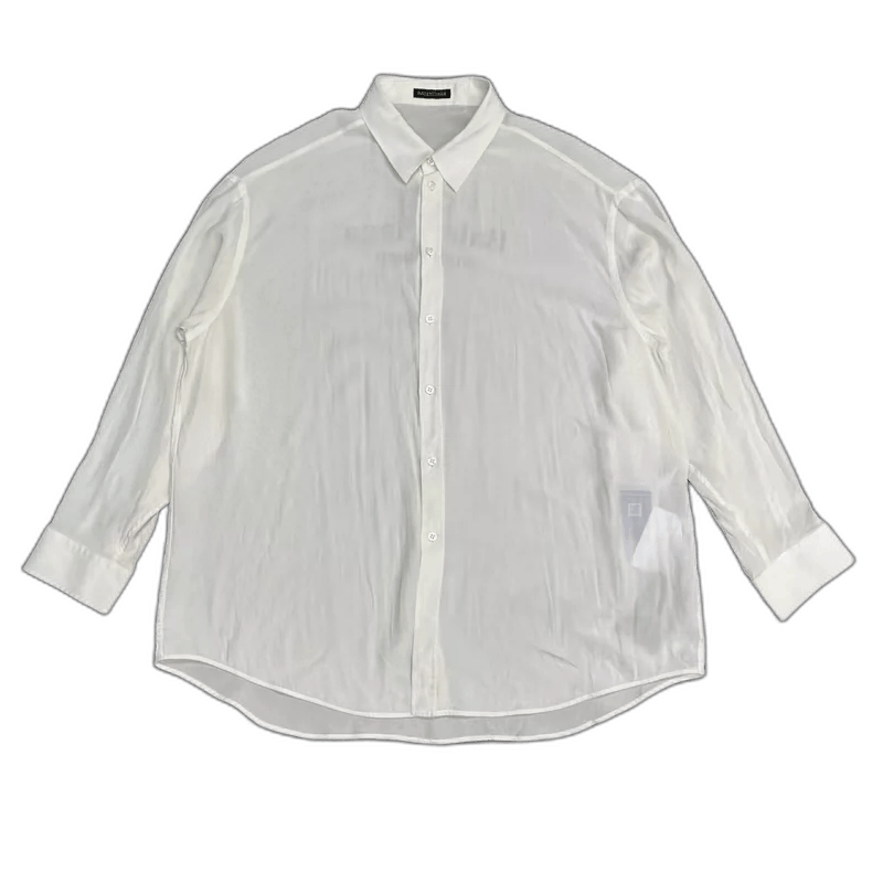 Balenciaga Balenciaga Pleated Silk Double Logo Shirt Size US M / EU 48-50 / 2 - 1 Thumbnail