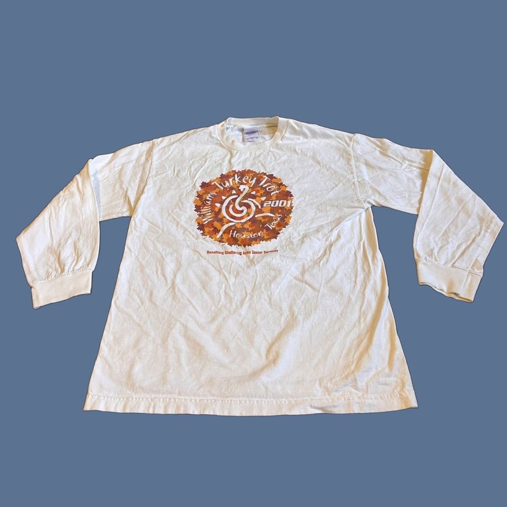 Vintage VINTAGE Houston Texas Turkey Trot 2001 Long Sleeve Shirt Men’s Large White Murina T-Shirt Logo Crew Neck City Retro 2000s Mens Size US L / EU 52-54 / 3 - 1 Thumbnail