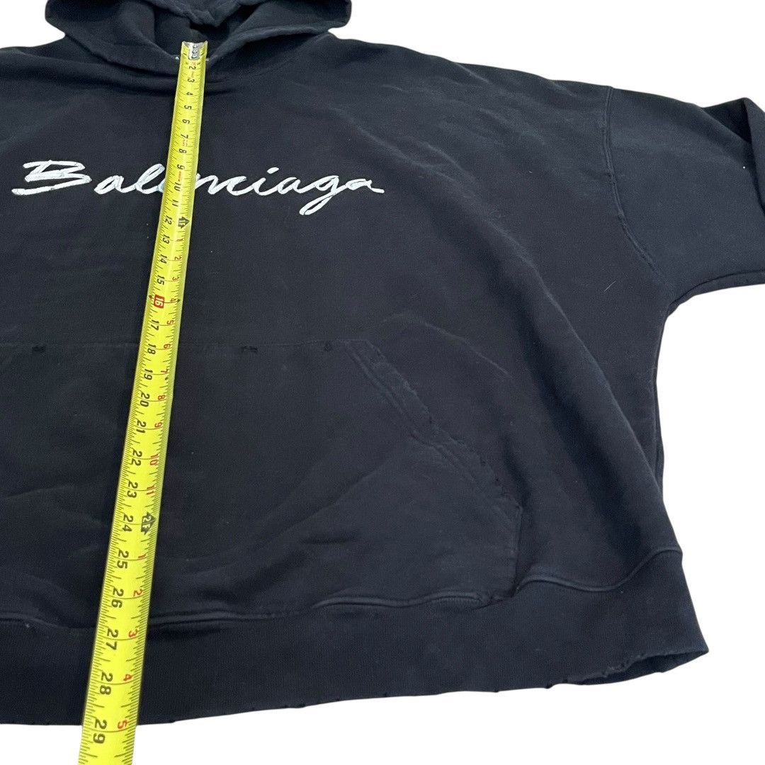 Balenciaga Balenciaga Distressed Oversized Script Logo Hoodie Size US L / EU 52-54 / 3 - 3 Thumbnail