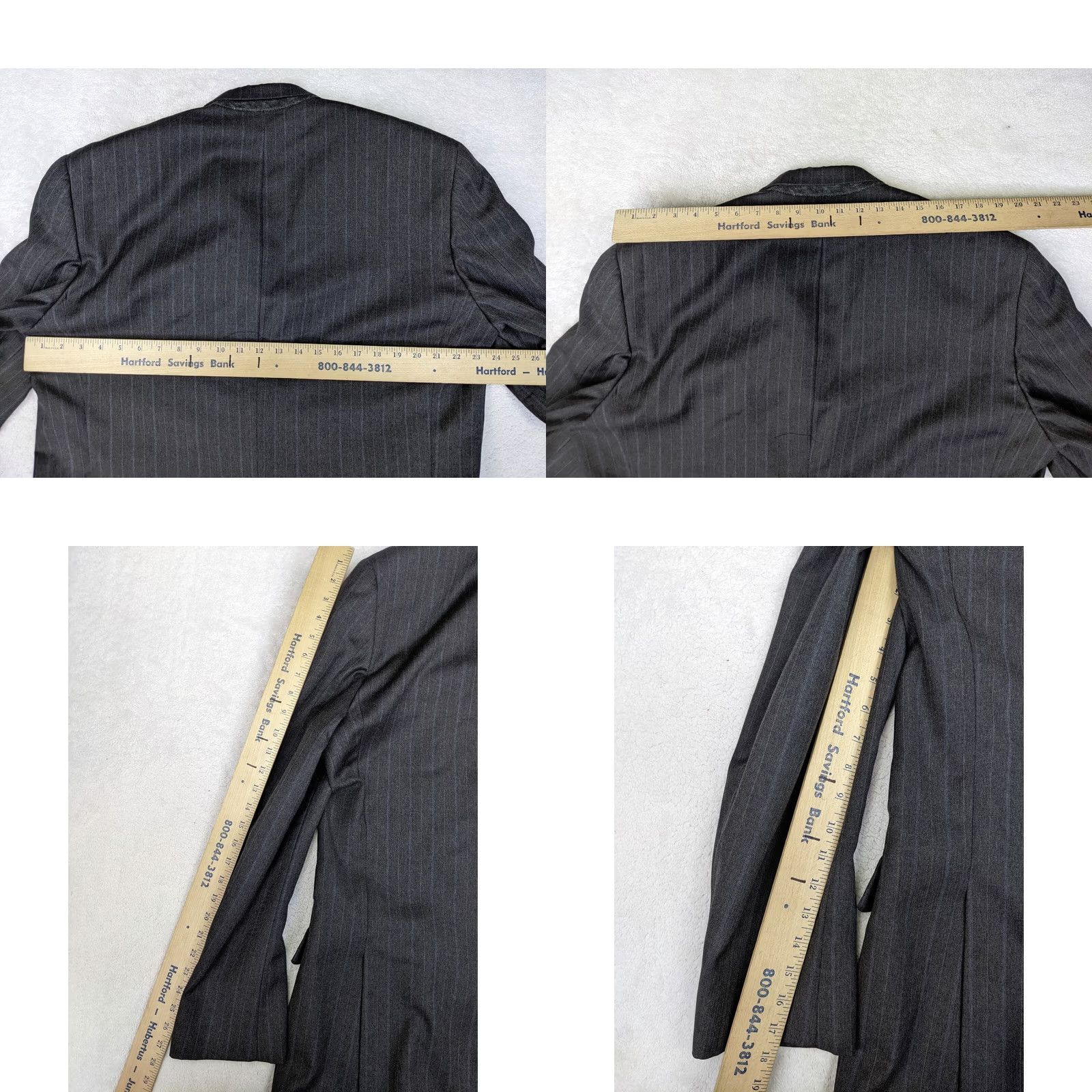 Vintage Pietrafesa Blazer Jacket Striped 46L Gray Chalk Wool 2 Button Notch Lapel Mens Size 46R - 9 Thumbnail