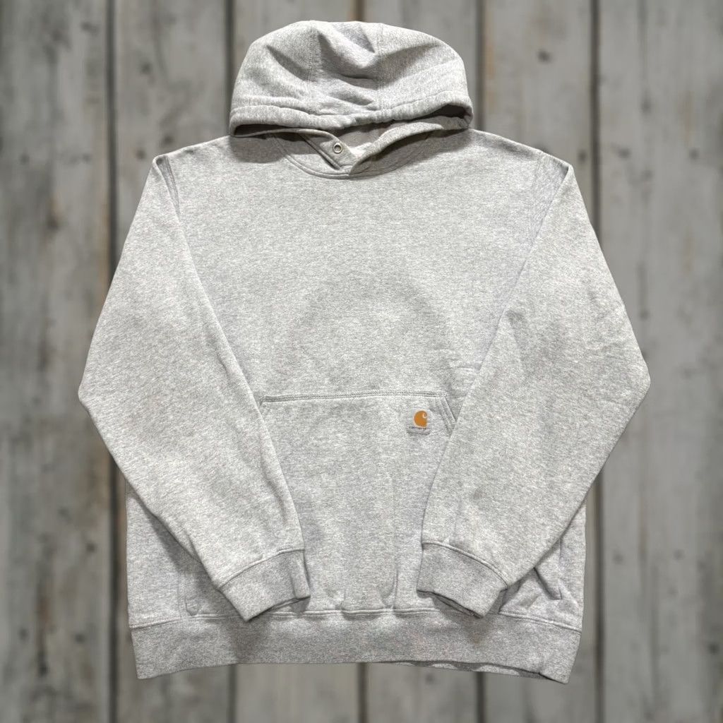 Carhartt VTG Carhartt Pullover Hoodie Men L Heather Grey 90s Workwear Regular Fit Gray Sweatshirt Distressed Size US L / EU 52-54 / 3 - 1 Thumbnail