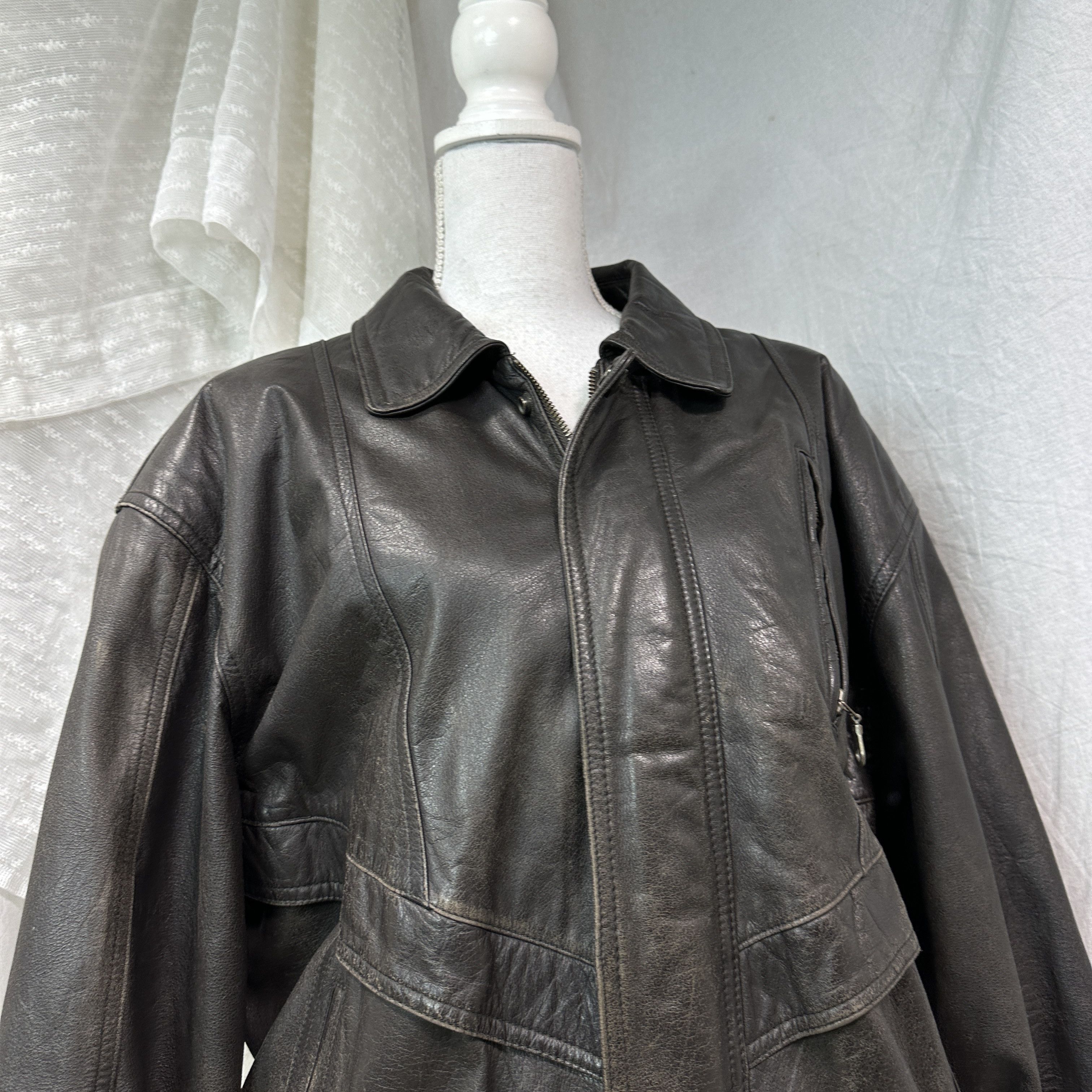Vintage Vintage Grunge Biker Old School Oversized Leather Jacket 90s Size US XL / EU 56 / 4 - 8 Thumbnail