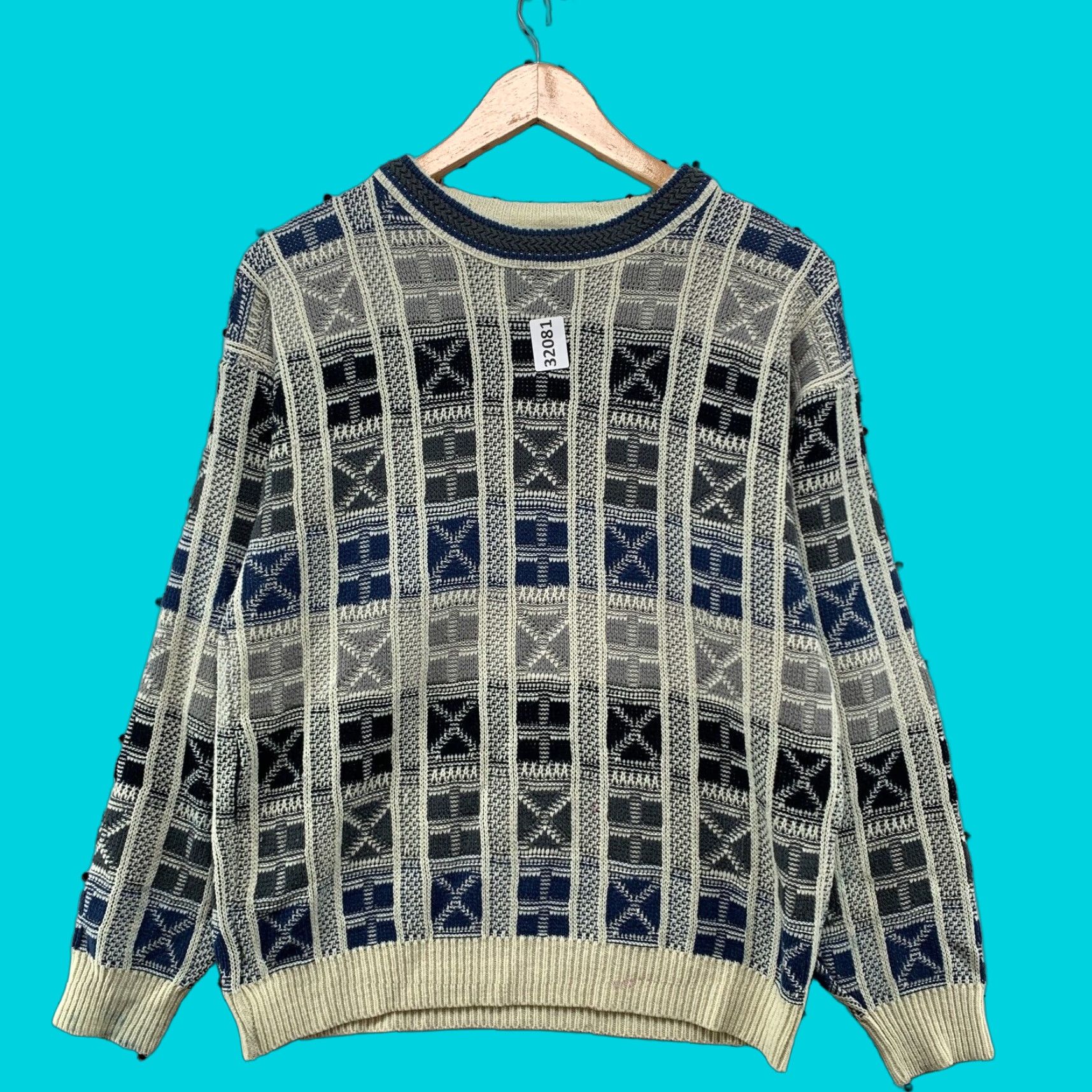 Vintage VINTAGE Botany 500 Knit Sweater Mens Small Geometric Beige 80s 90s USA Size US S / EU 44-46 / 1 - 1 Thumbnail