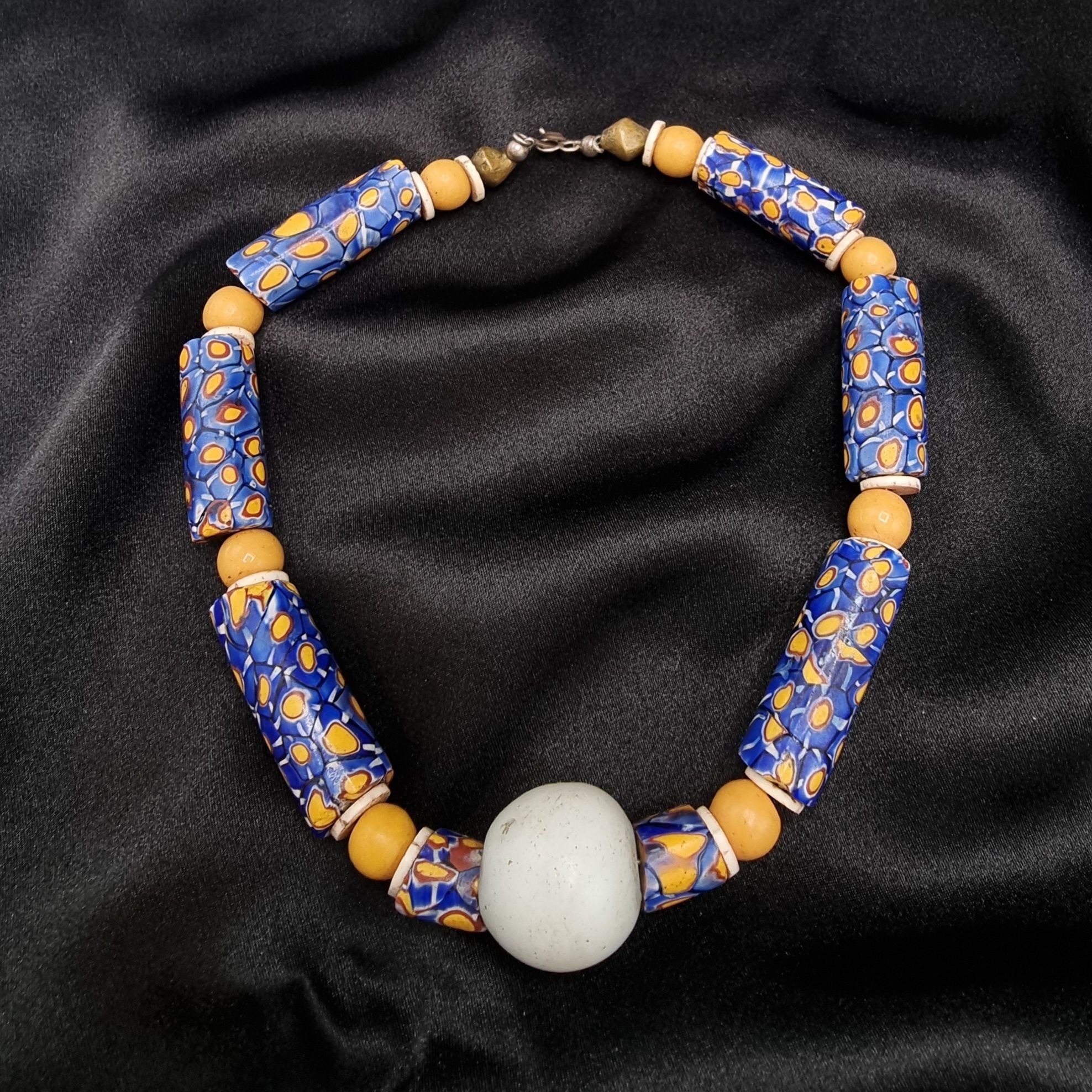 Vintage Antique Millefiori Trade Bead Necklace With White Focal Bead Size ONE SIZE - 3 Thumbnail
