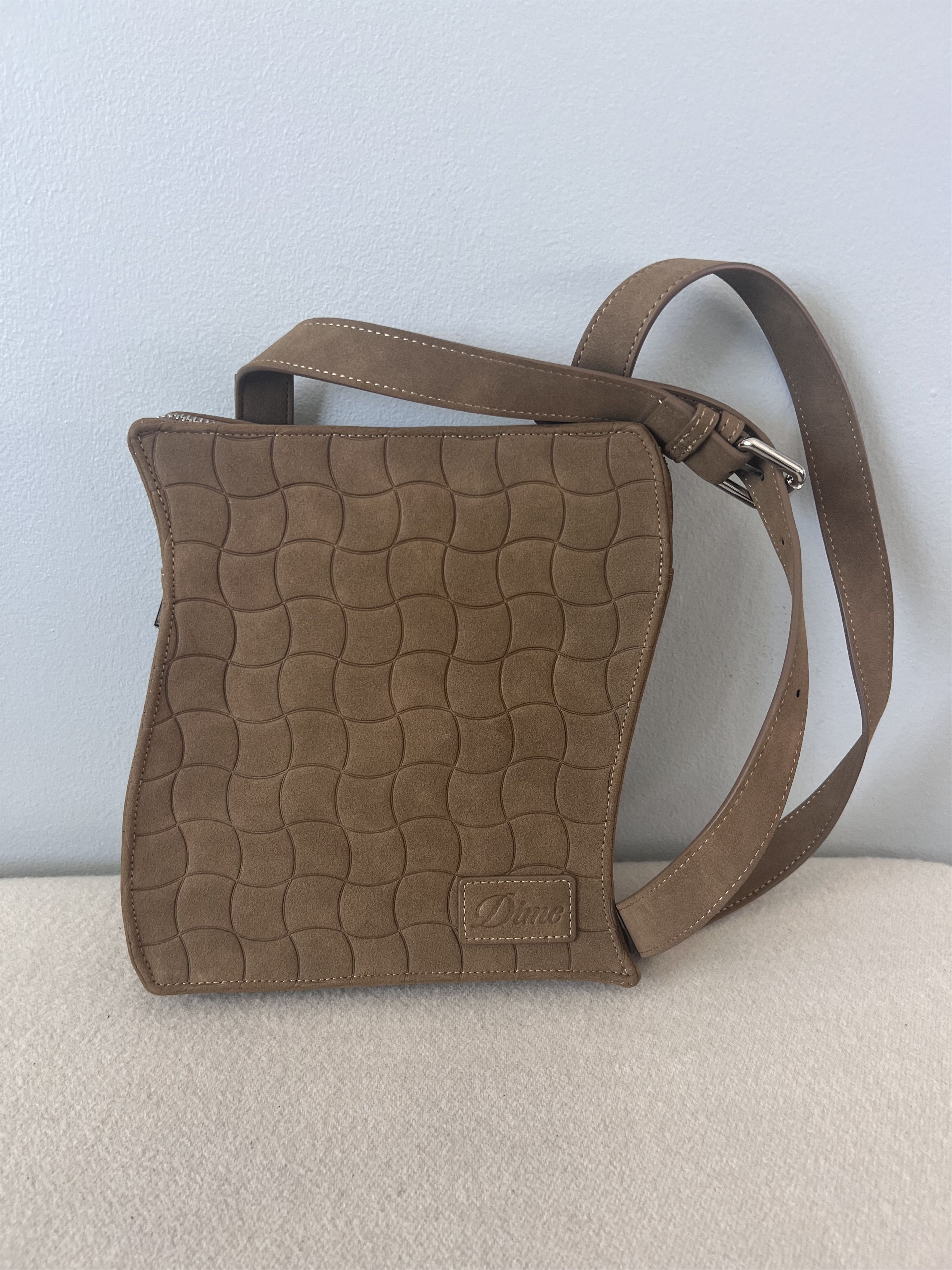 Dime Mtl Wave Messenger Bag In Brown Suede, Men's