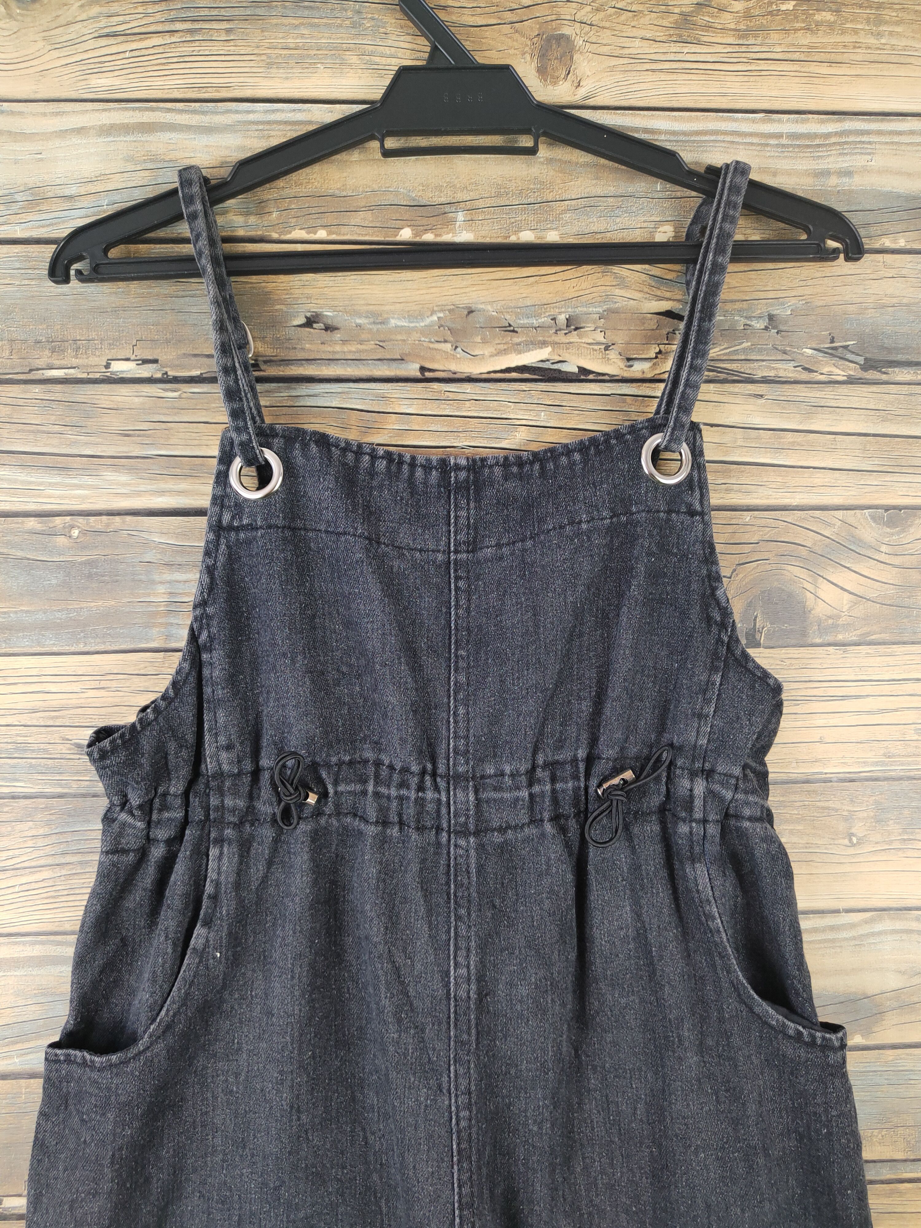 Japanese Brand × Vintage Vintage Streetwear by Japanese Brand Black Denim Jumpsuits Size 37" - 2 Thumbnail
